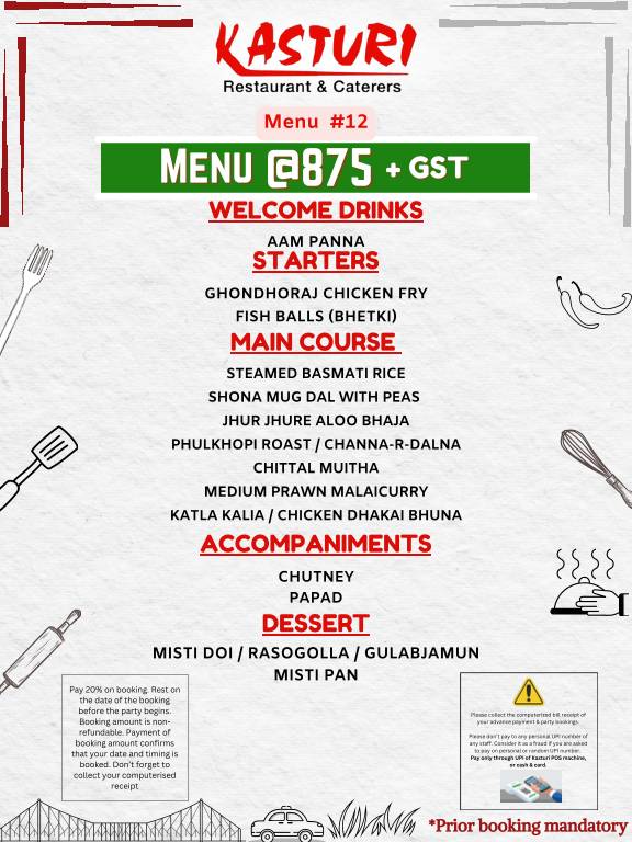 Kasturi Restaurant menu