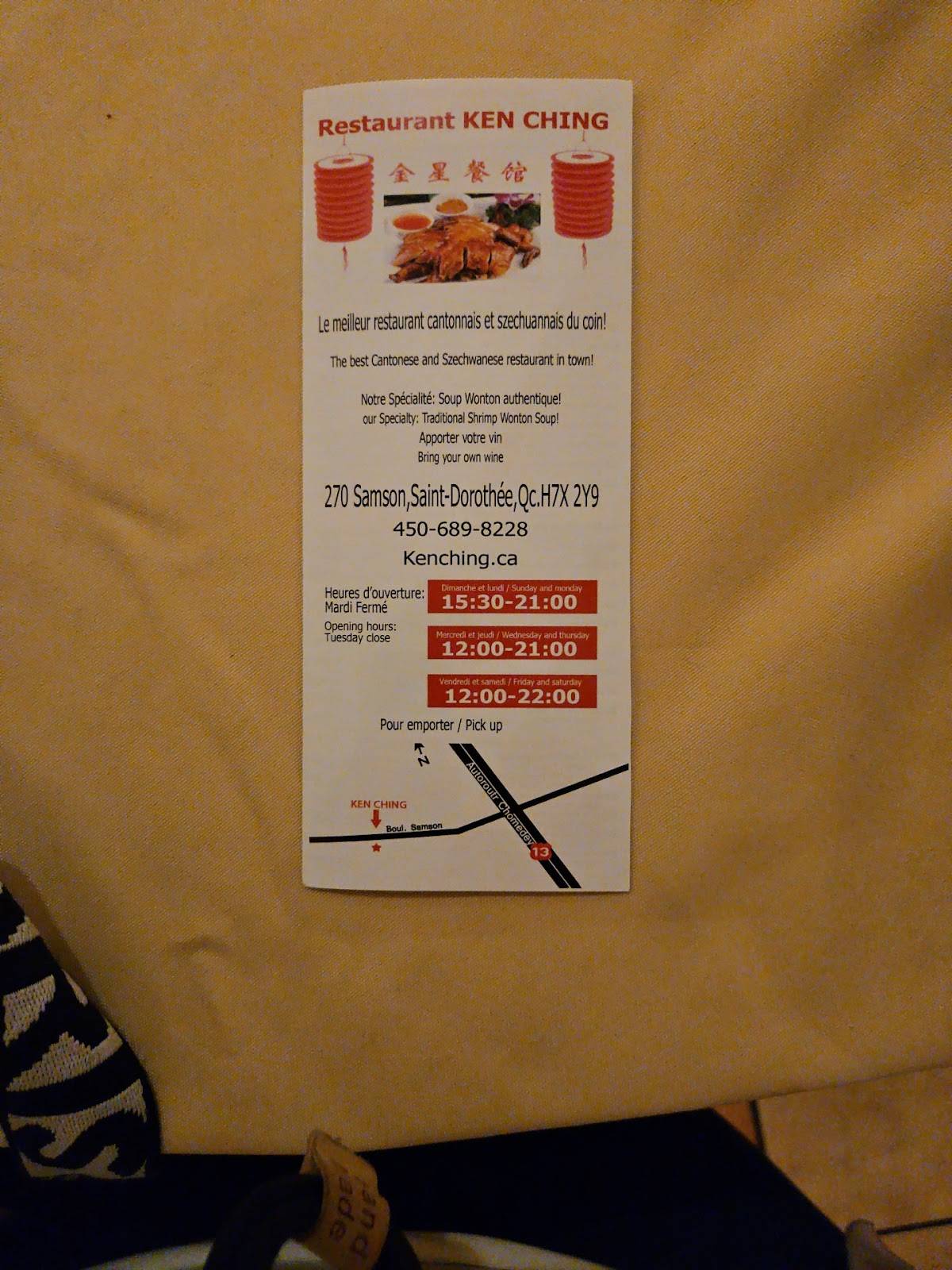 Menu de Restaurant Ken Ching