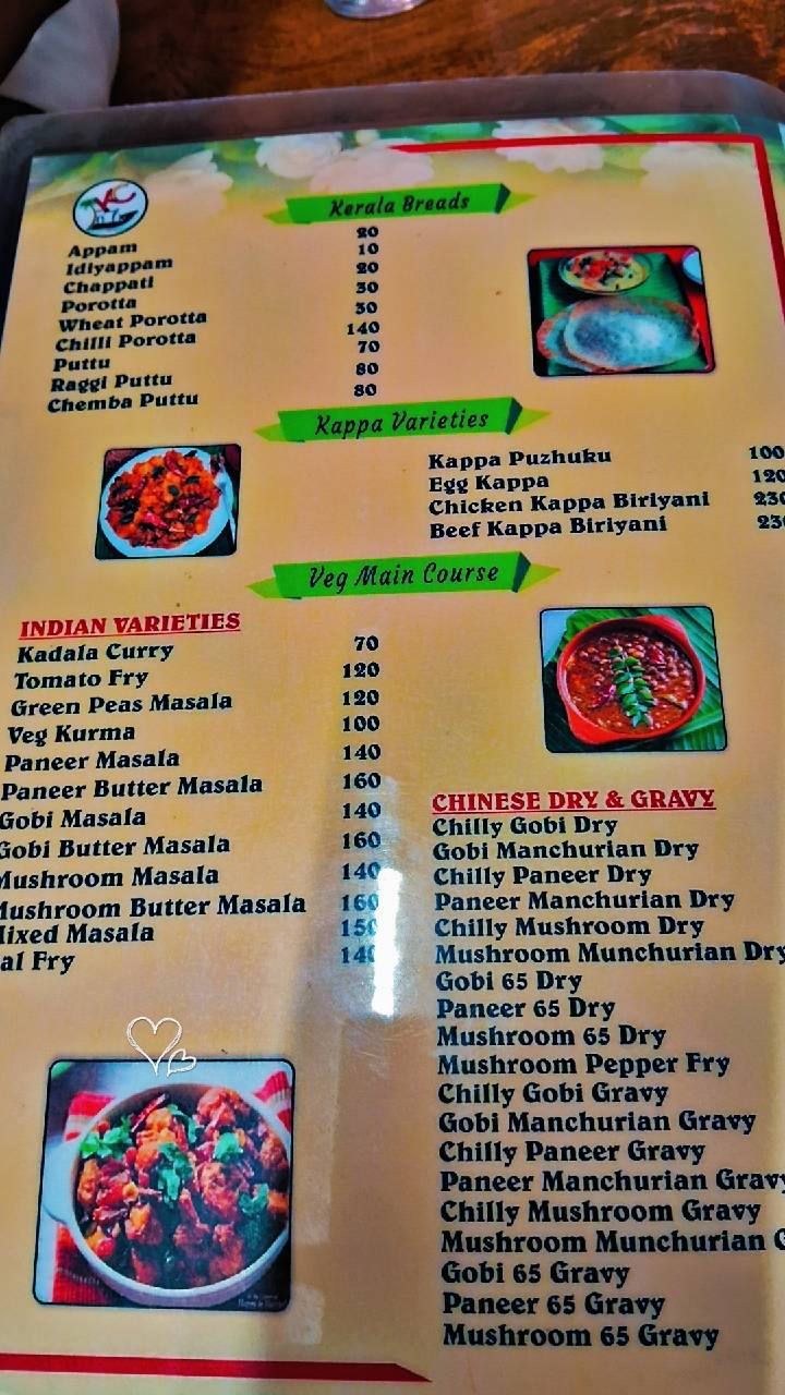 Kottayam Cafe Kerala Restaurant menu
