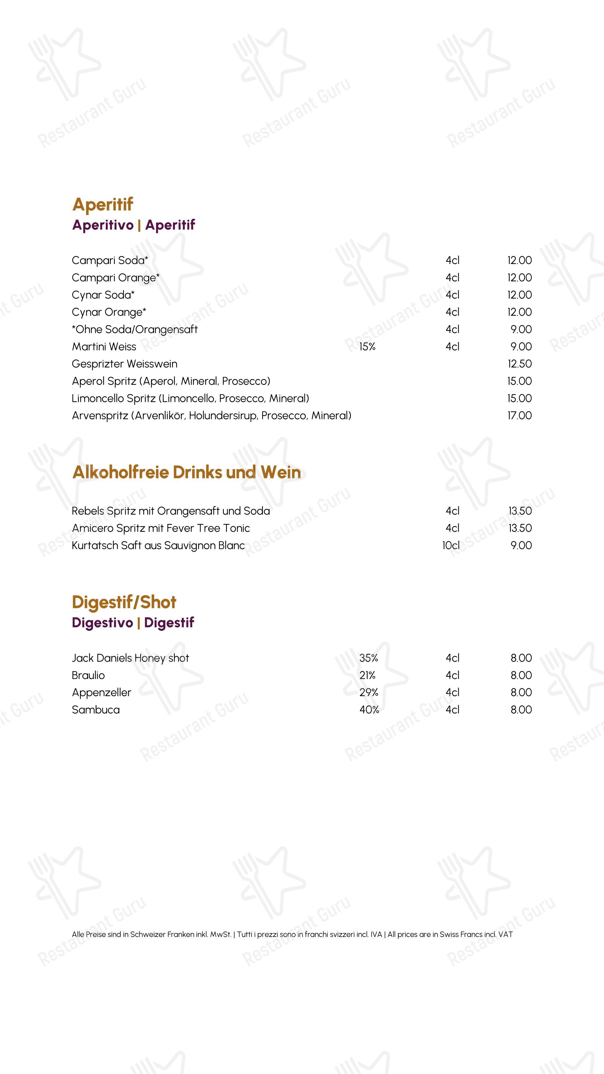 菜单 per Restaurant Kuhstall ristorante