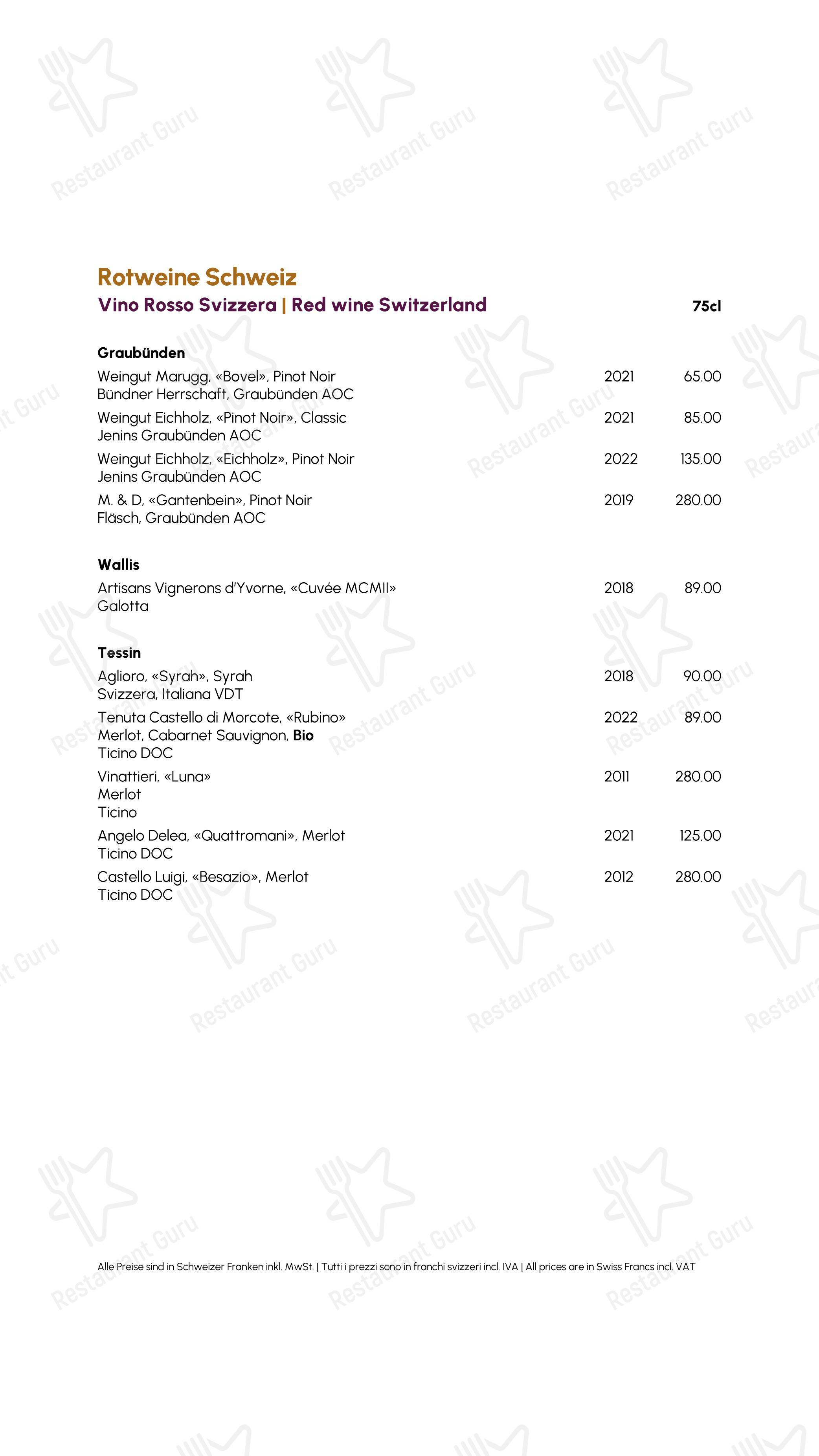 菜单 per Restaurant Kuhstall in Sils im Engadin/Segl