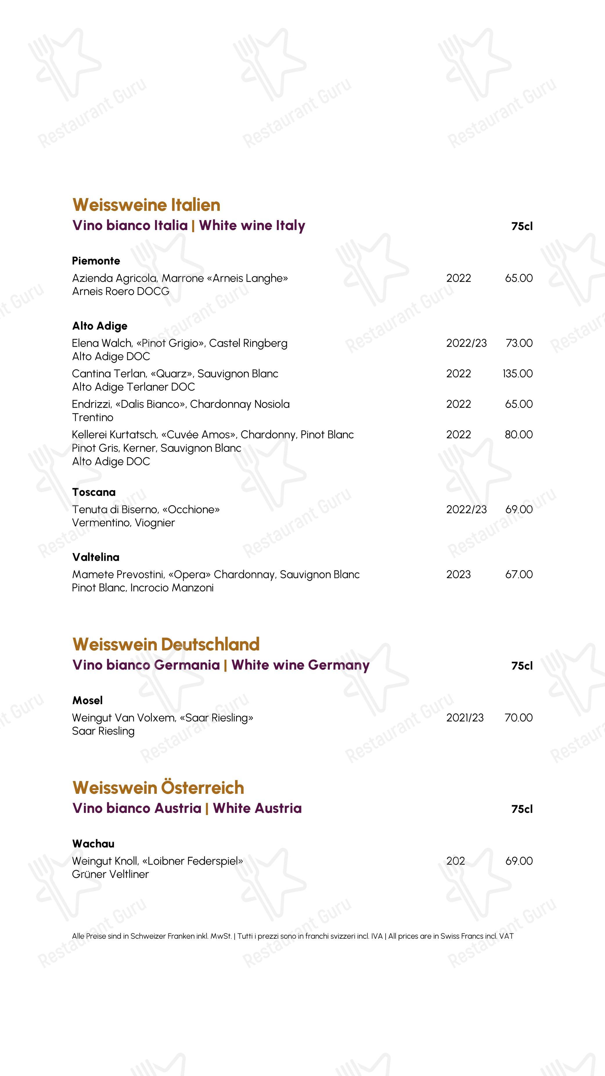 Menu di Restaurant Kuhstall - 菜单