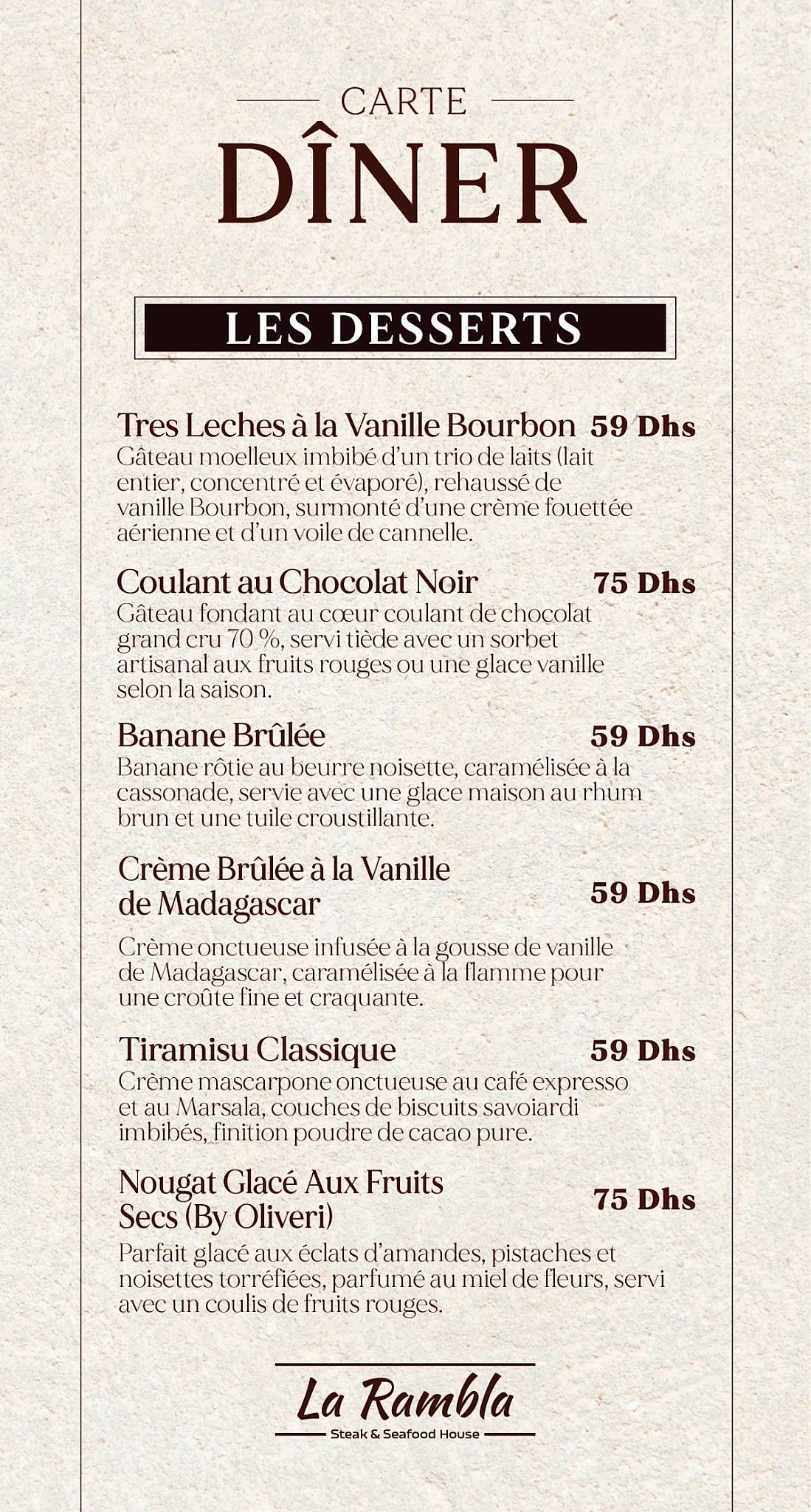 Menu de LA RAMBLA RABAT