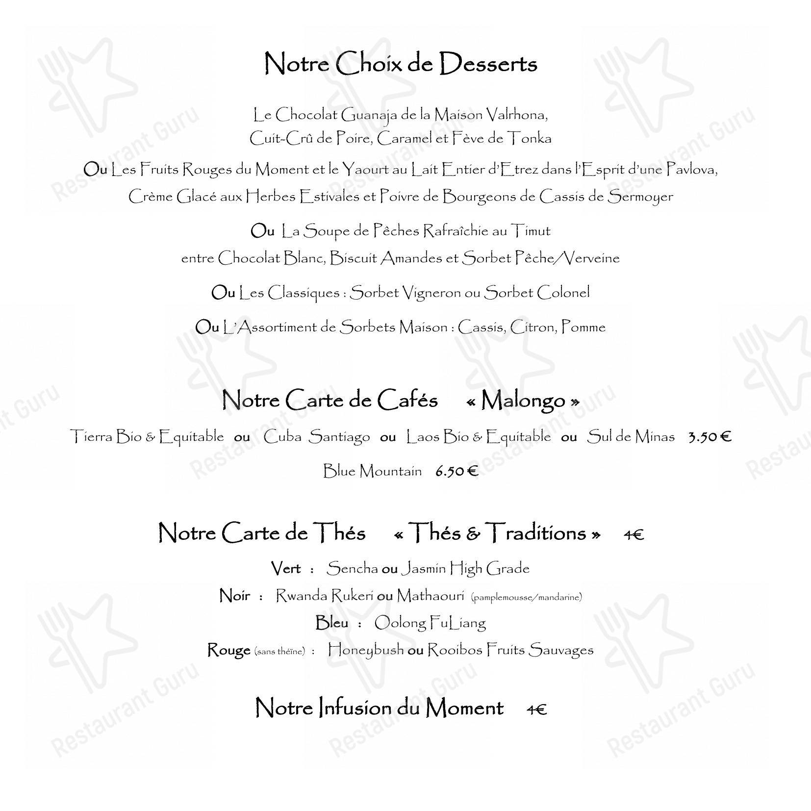 Menu bar pour Restaurant LE RAISIN dans Pont-de-Vaux