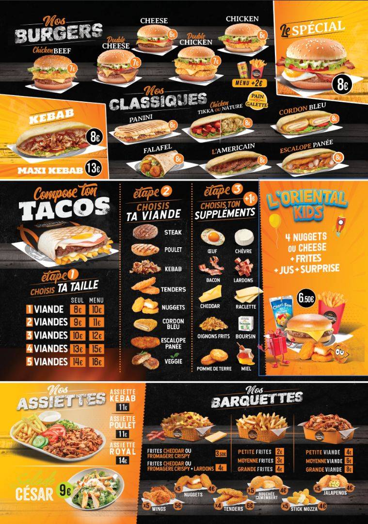 Menu de L'Oriental Express