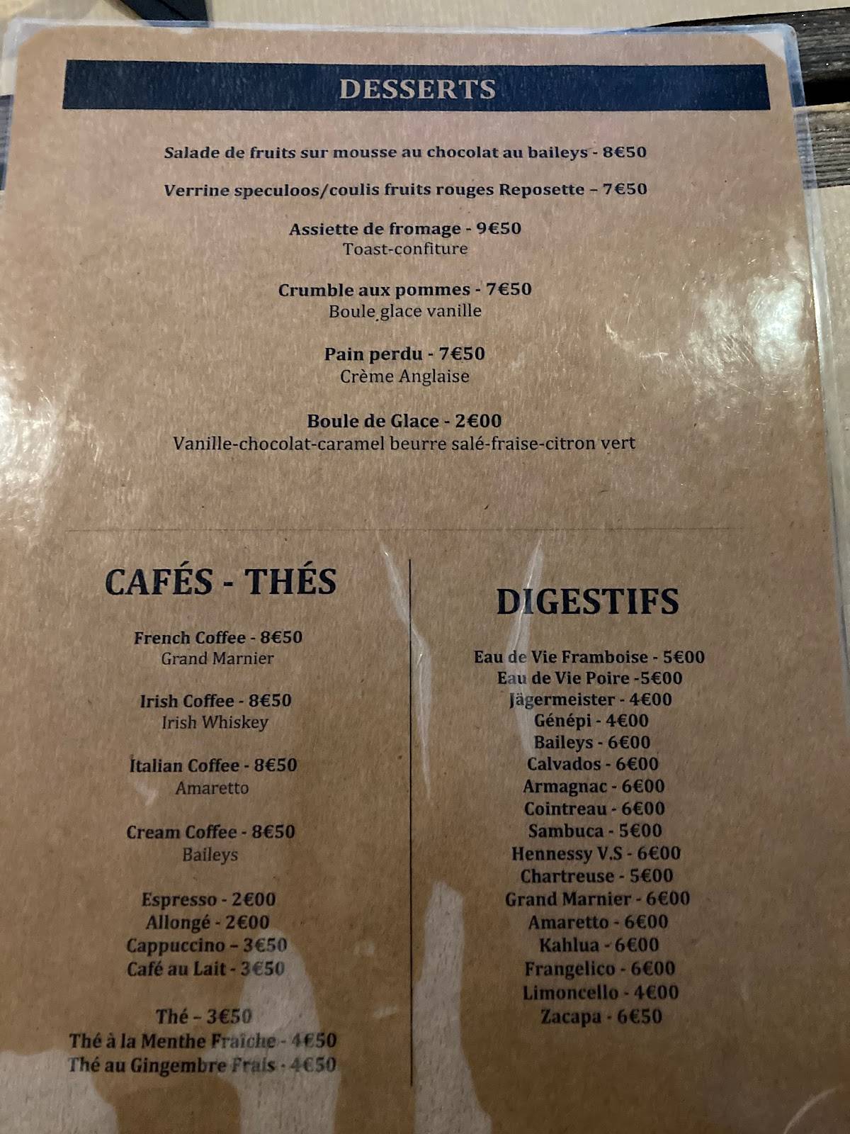 Menu de La Reposette