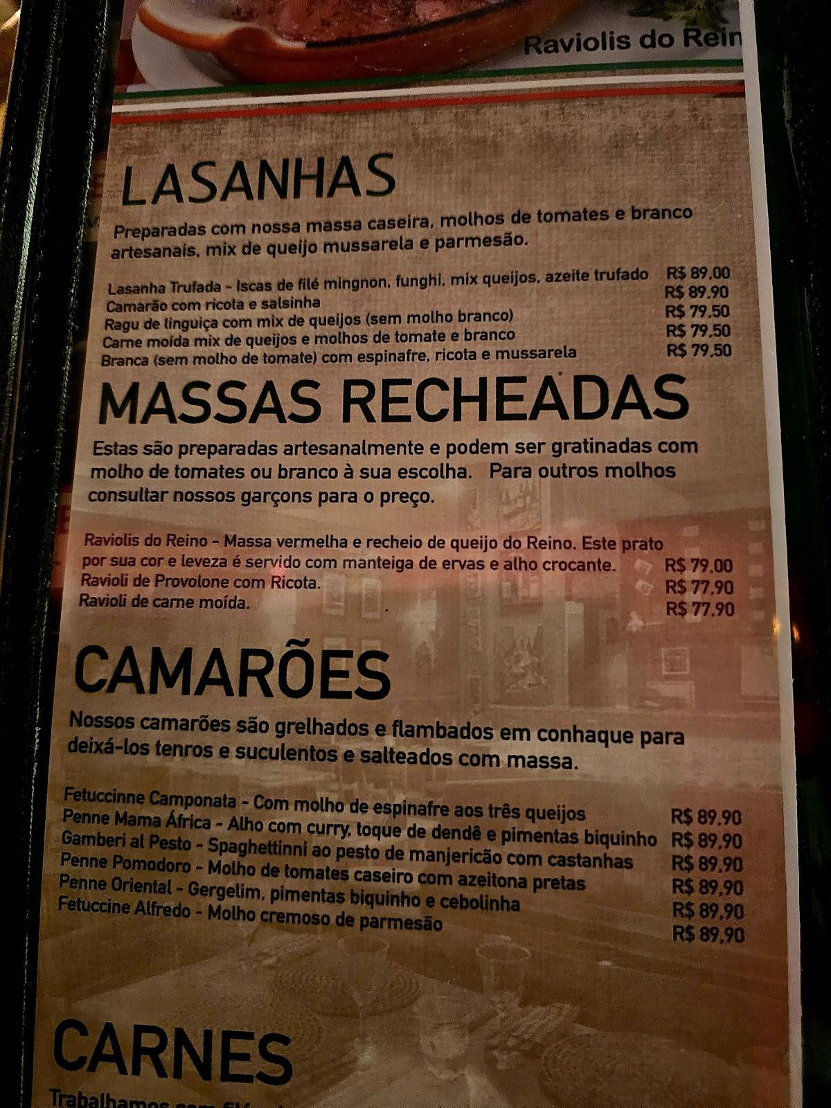 La Tratoria Jampa cardápio