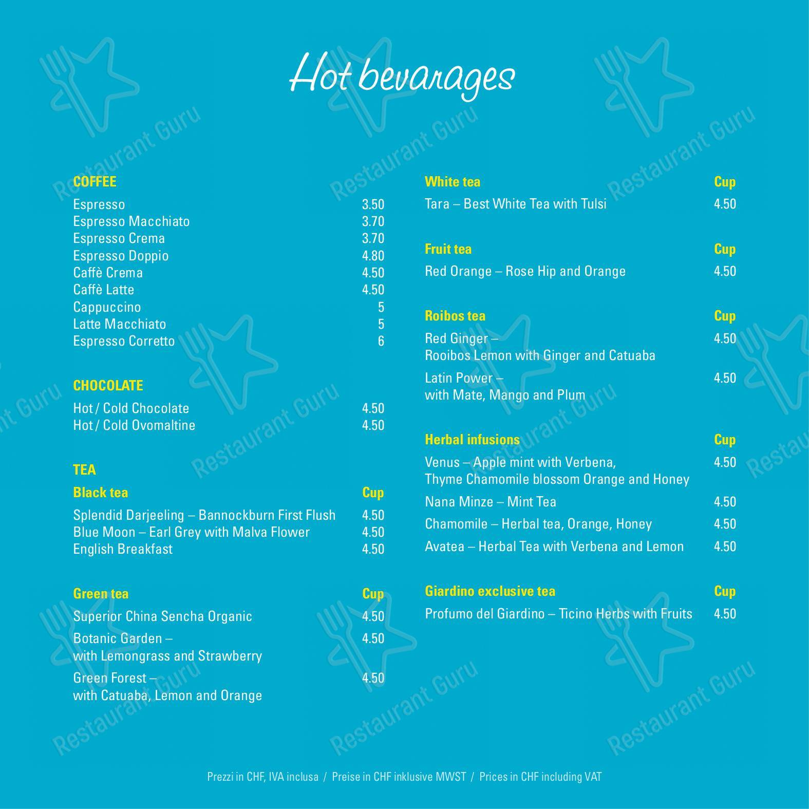 Dinner Menu per Bed & Breakfast Giardino Lago ristorante
