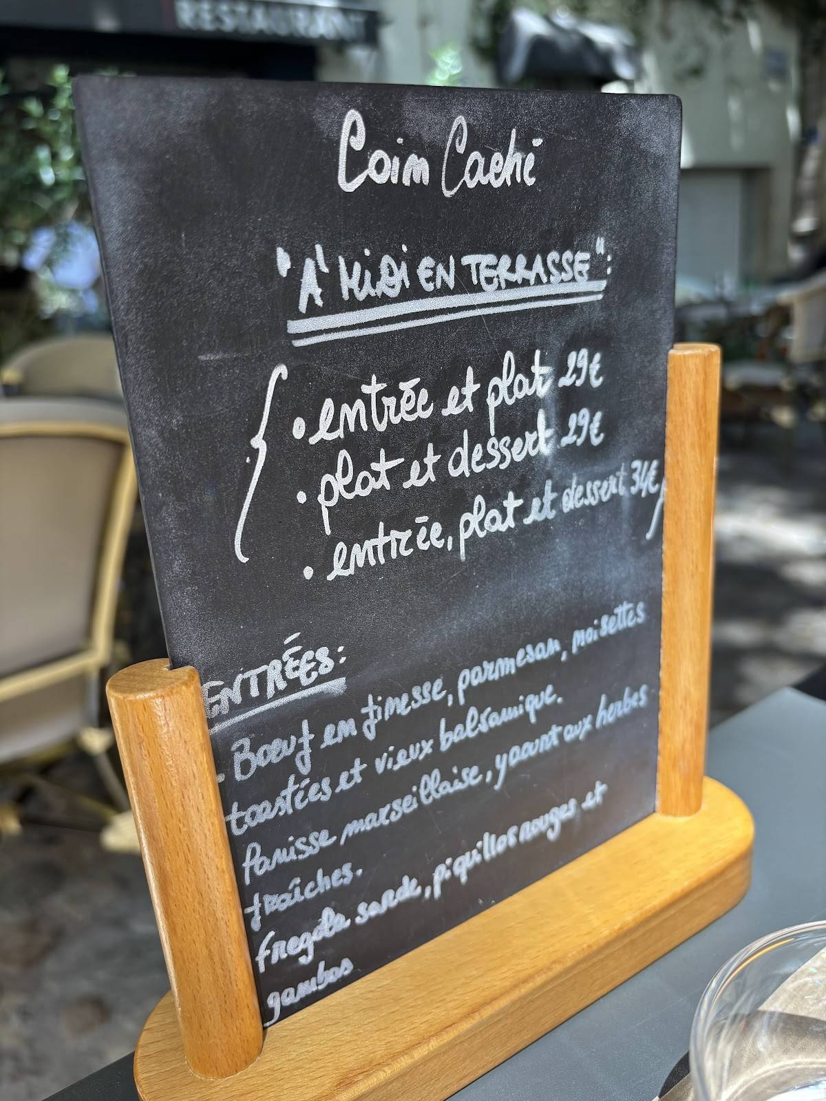 Menu de Restaurant Le Coin Caché
