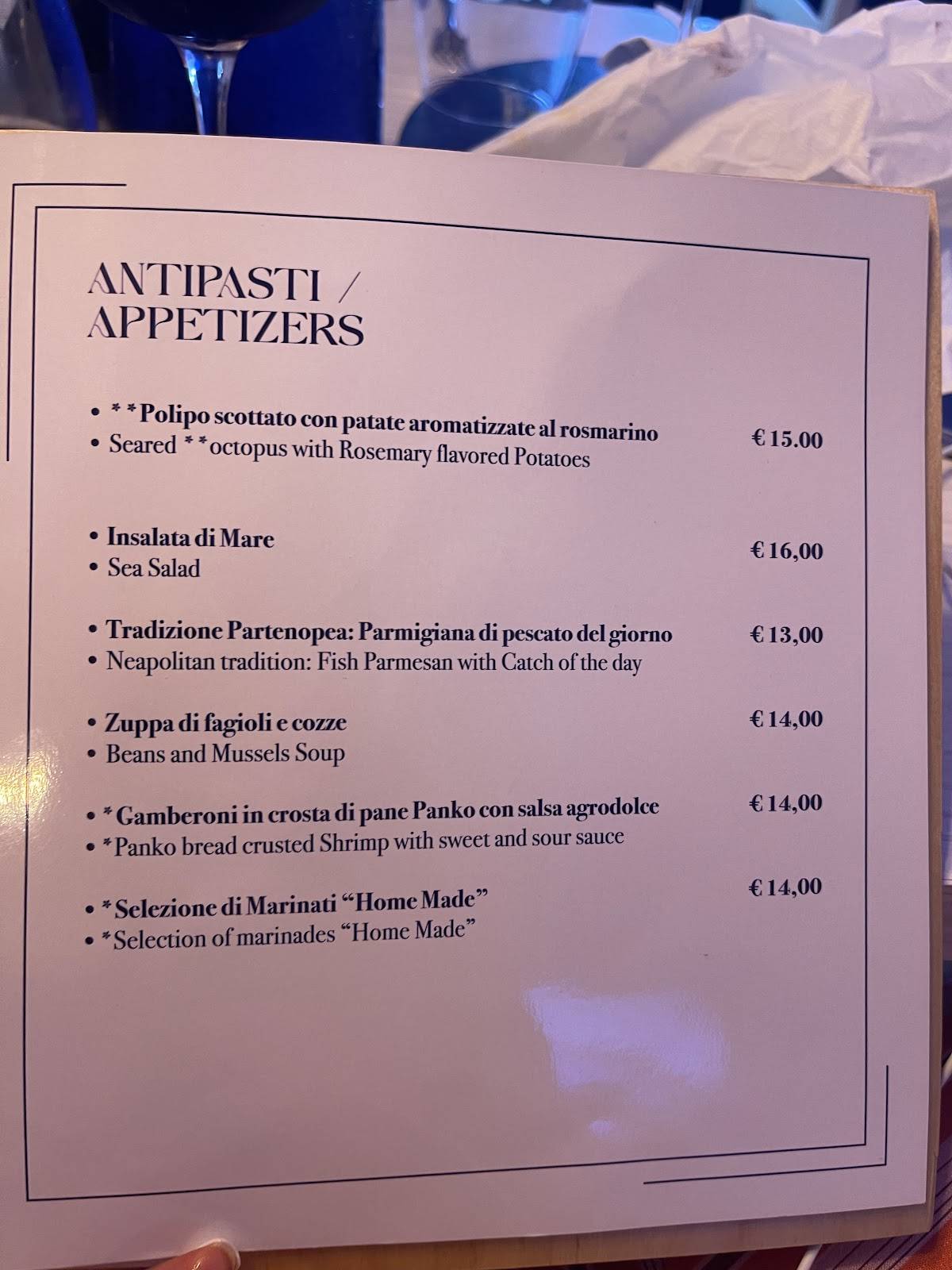 Menu di Le Tre Caravelle 