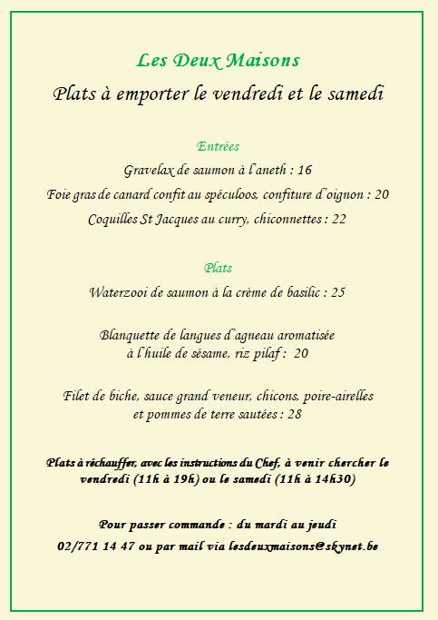 Menu de Les Deux Maisons