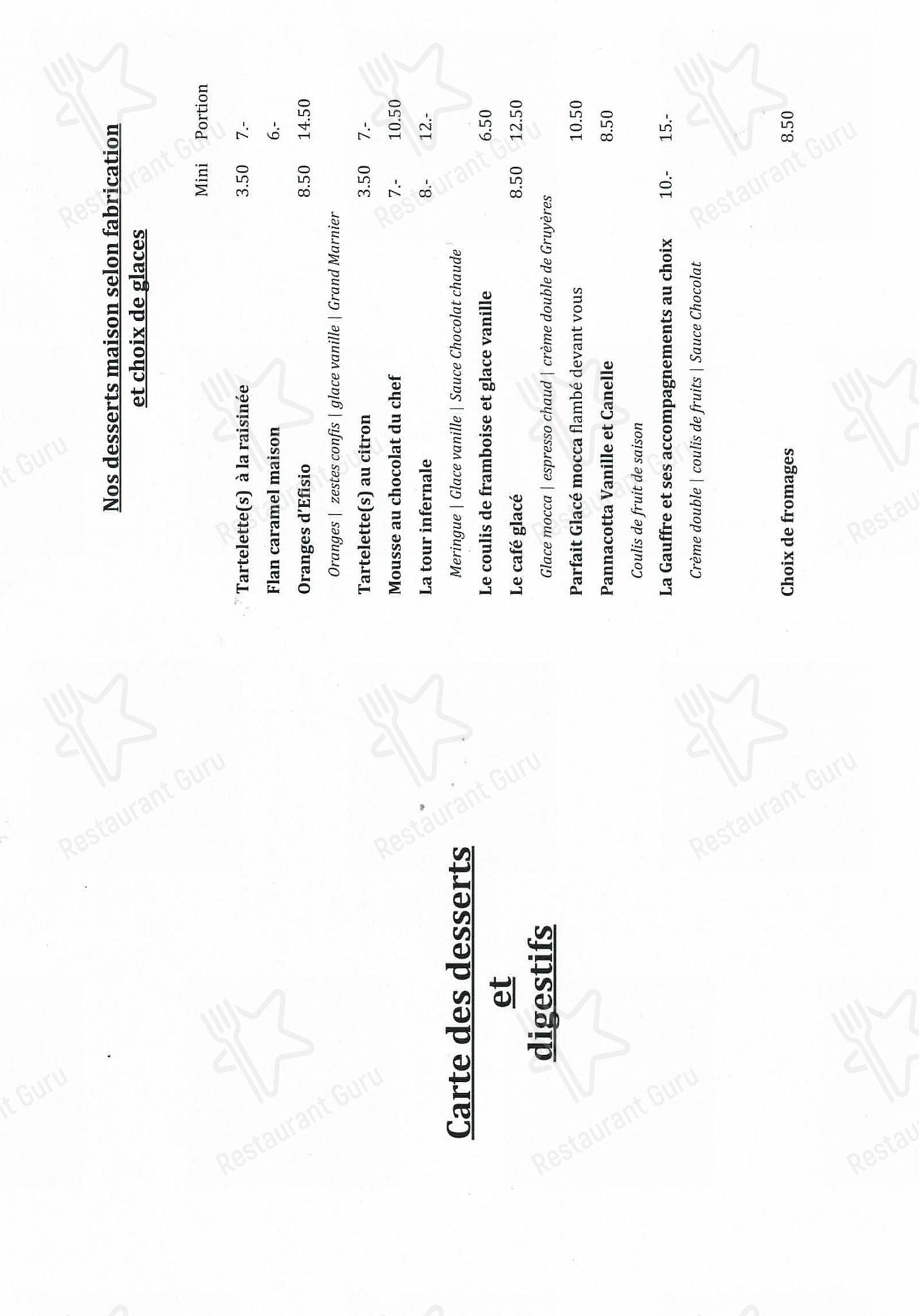 Menu per Brasserie Les Trois Rois SA ristorante