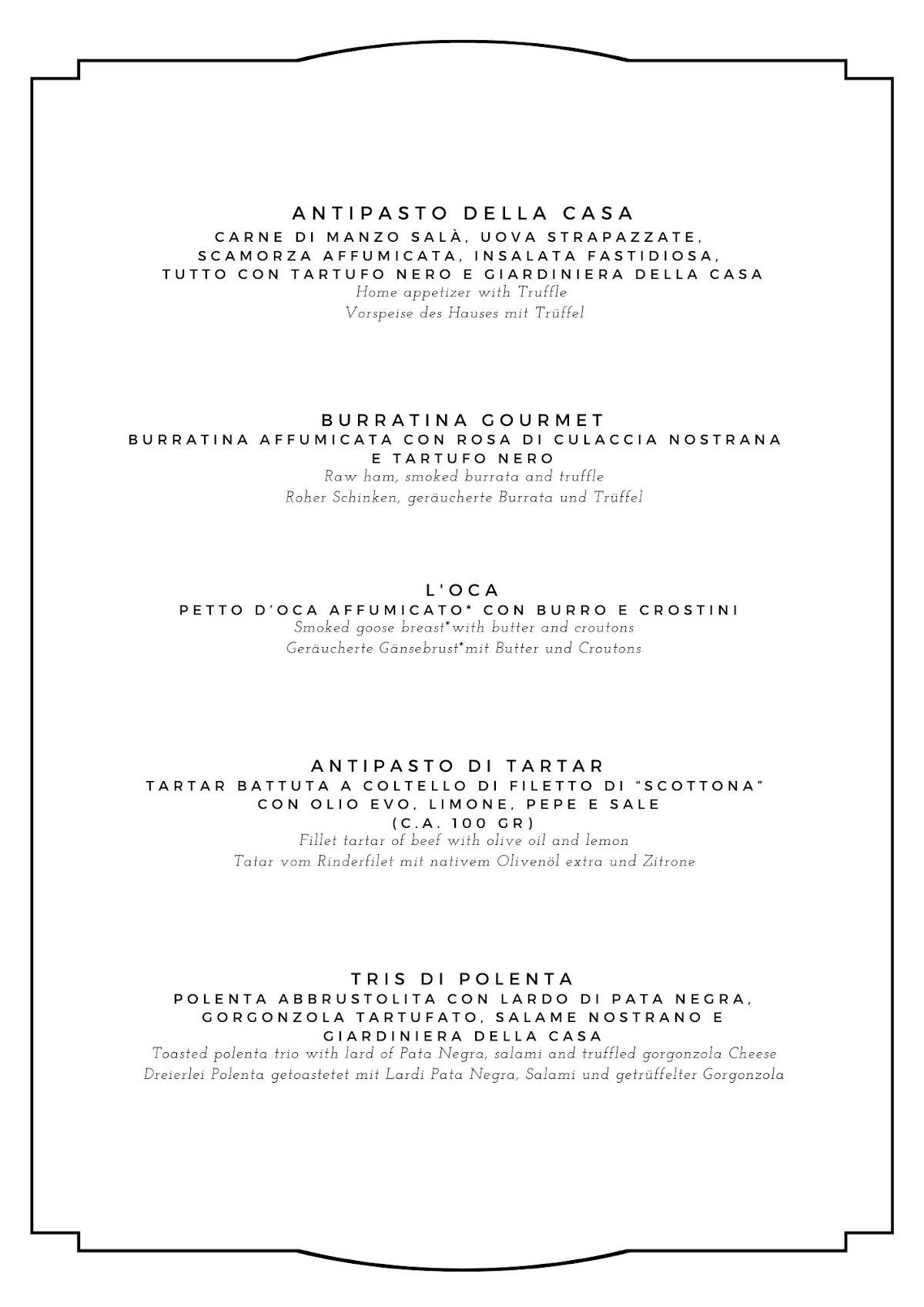 Menu di Locanda Arizona 
