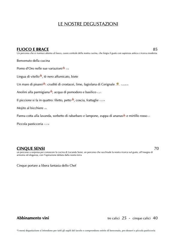 Menu di Locanda Sensi 