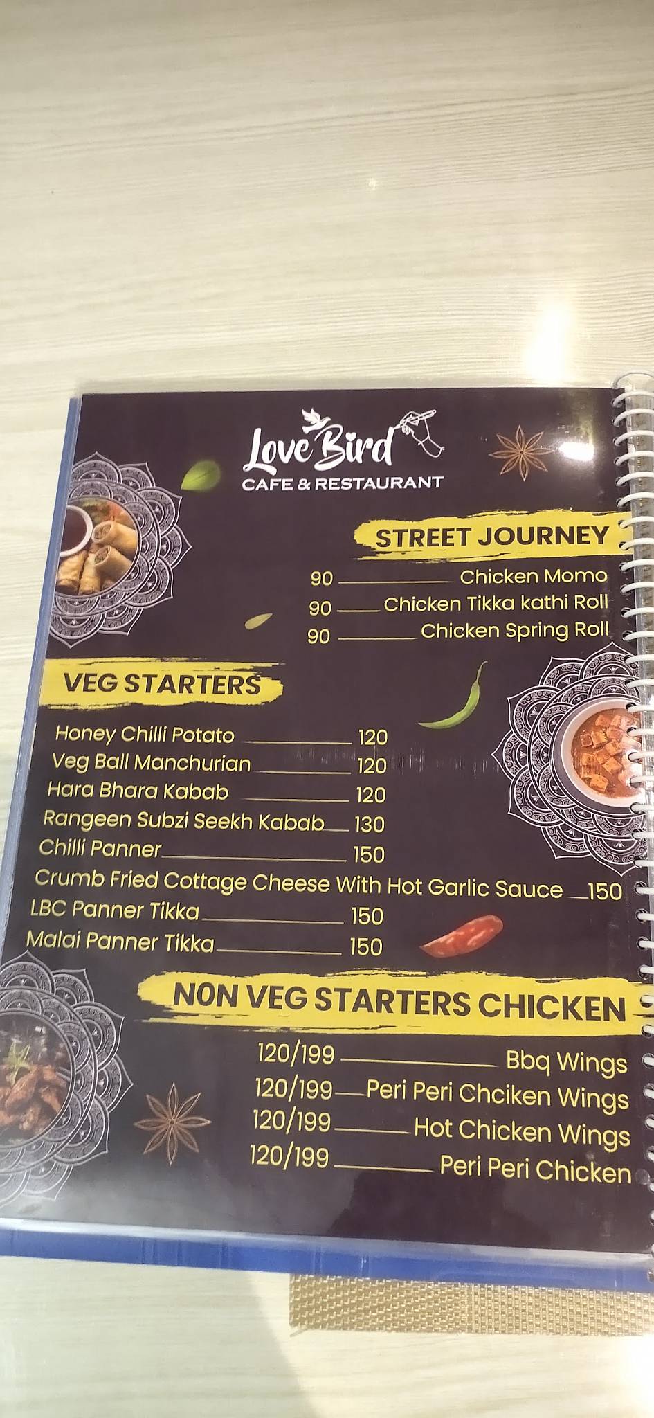 Love bird cafe and restaurant menu