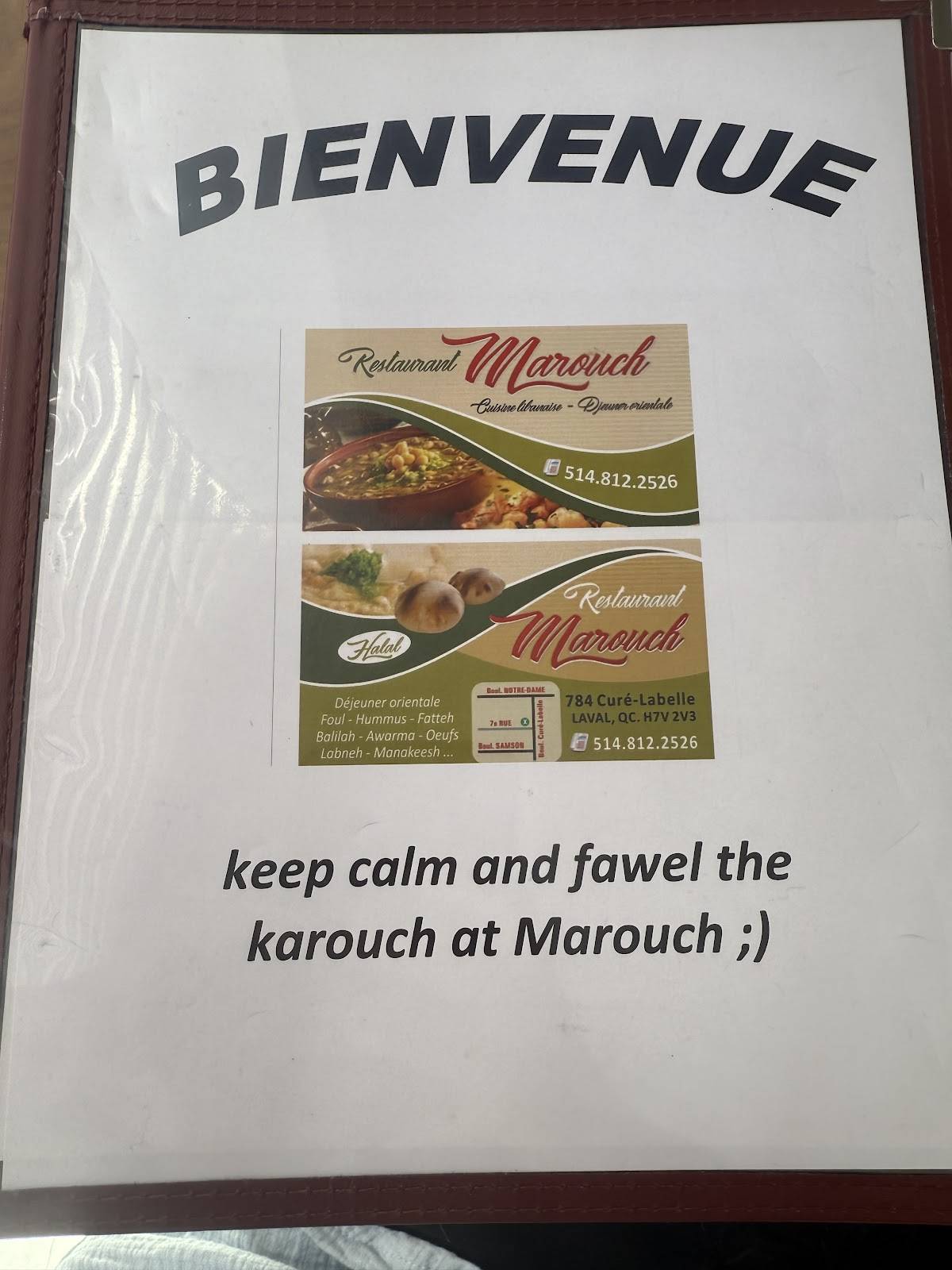 Menu de Marouch
