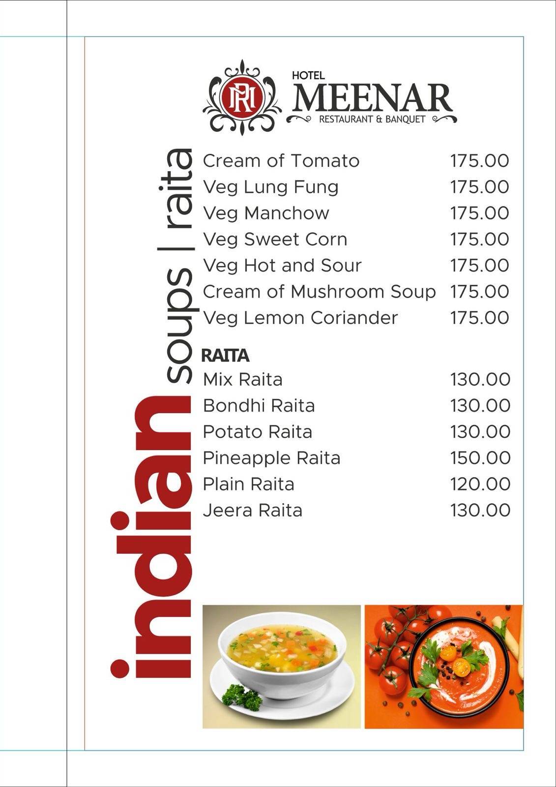 Meenar Hotel, Restaurant & Banquet menu