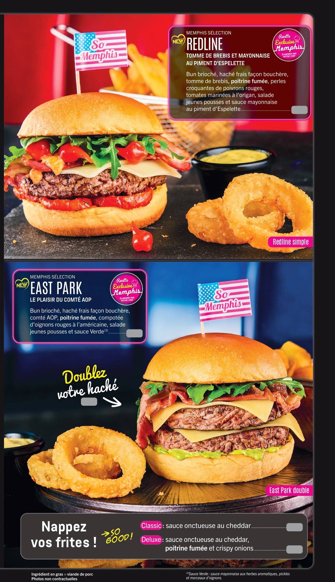 Menu de Memphis - Restaurant Diner