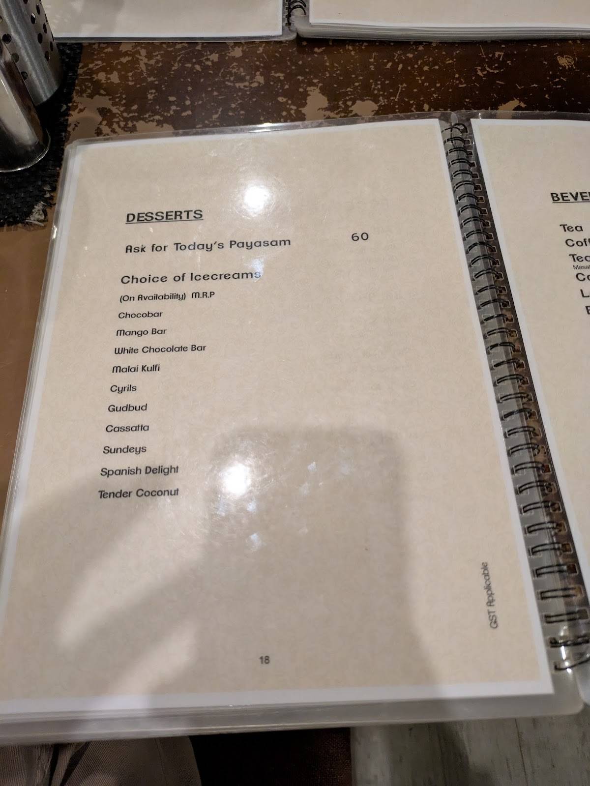 Menani Restaurant menu