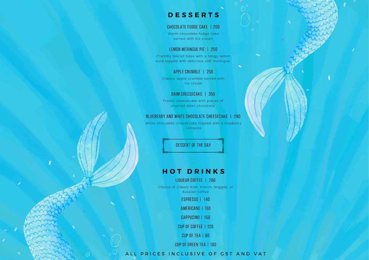 Mermaid Restaurant menu