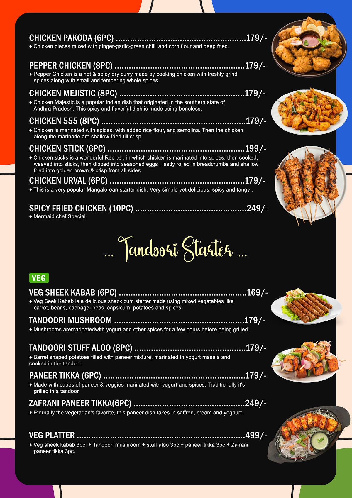 Mermaid Restaurant menu