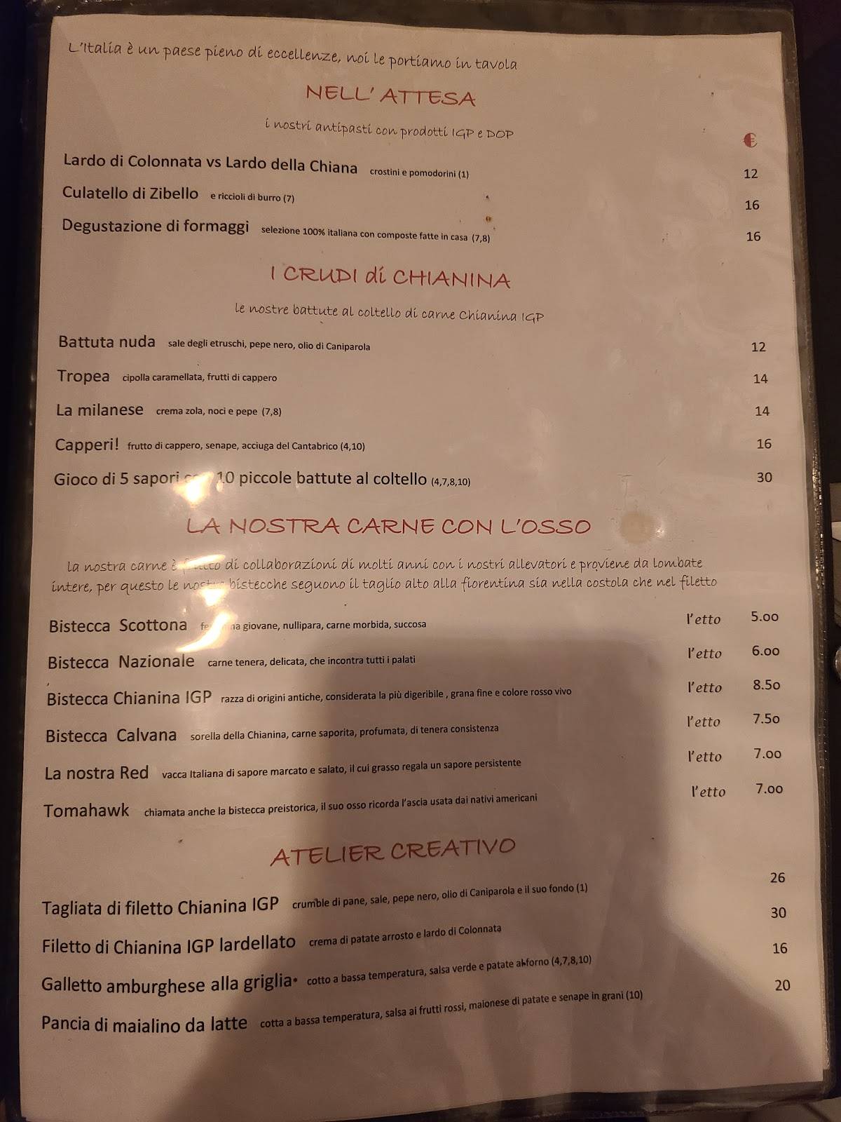 Menu di Merope's SteakHouse Bisteccheria Carrara 