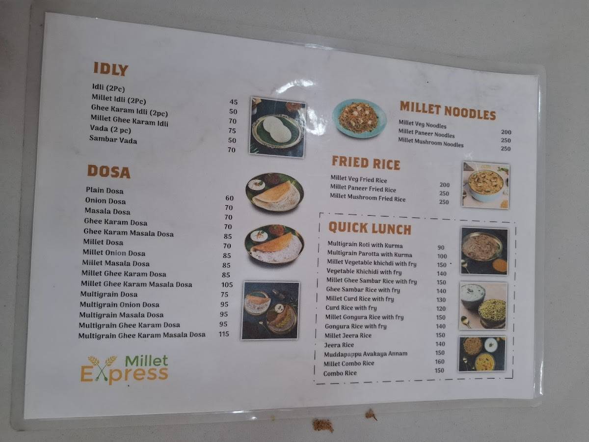 Millet Express menu