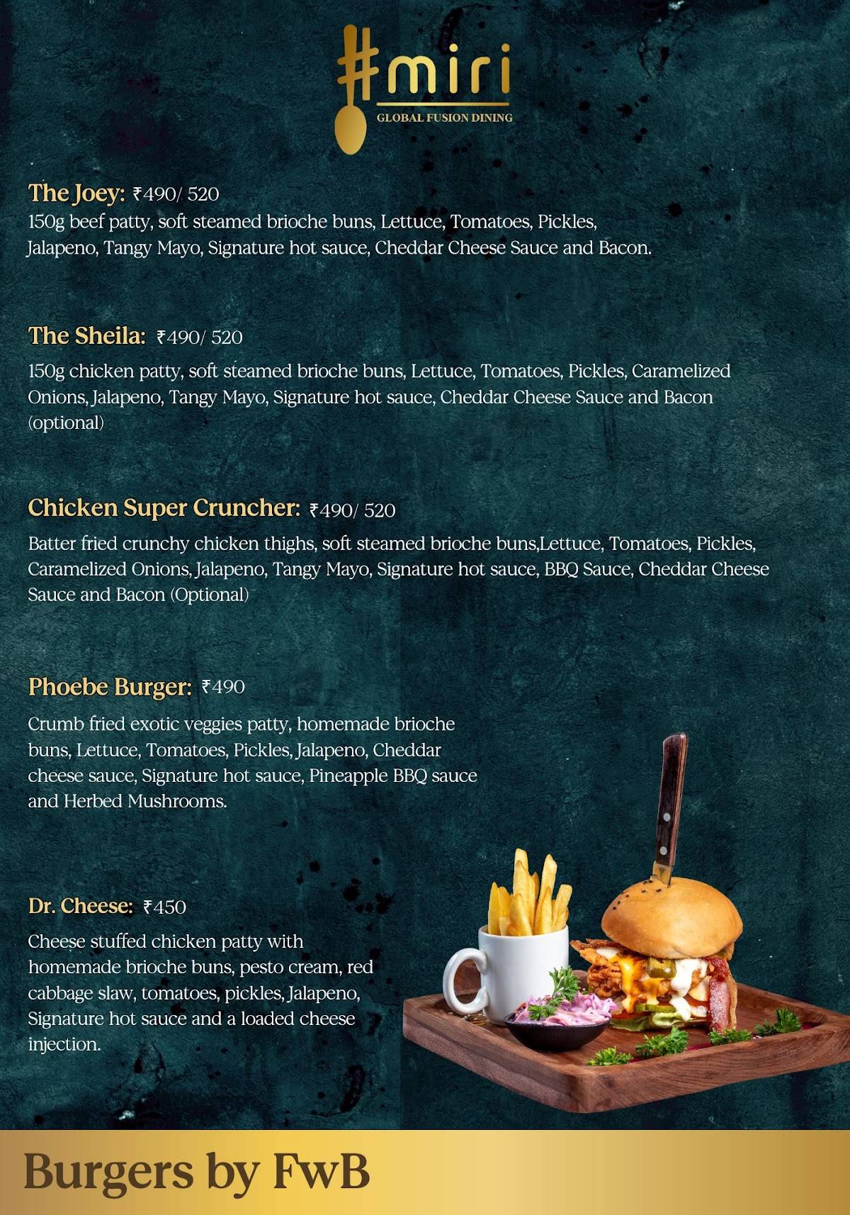 Miri Global Fusion Dining Miramar, Panjim menu