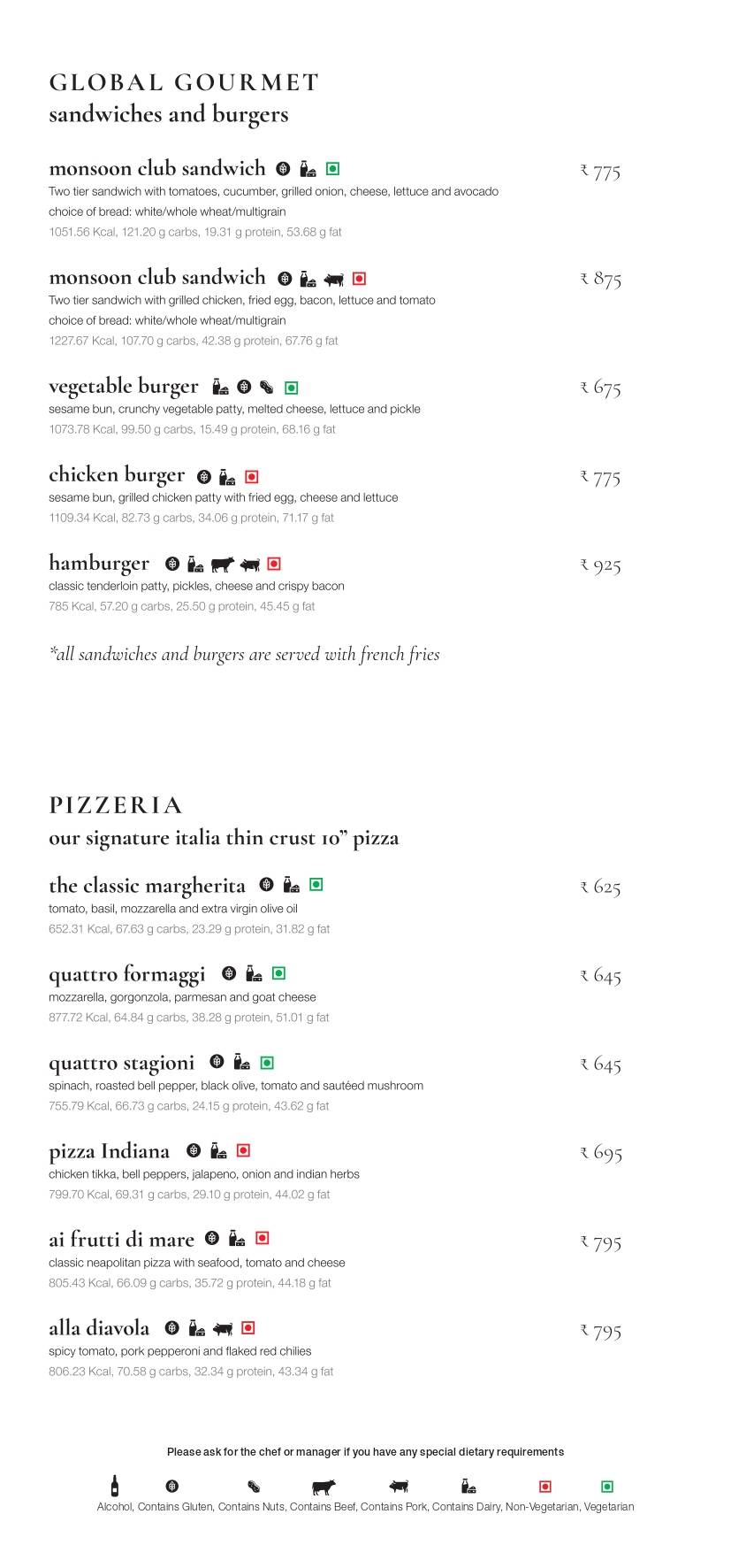 Monsoon menu