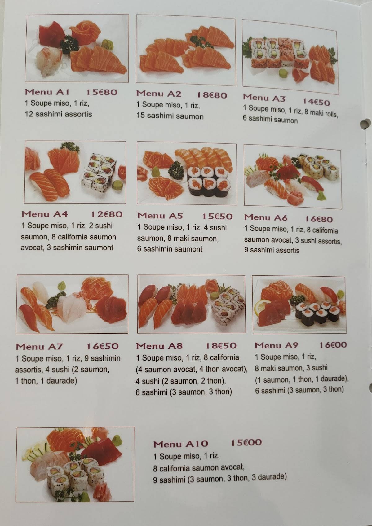 Menu de Moshimo