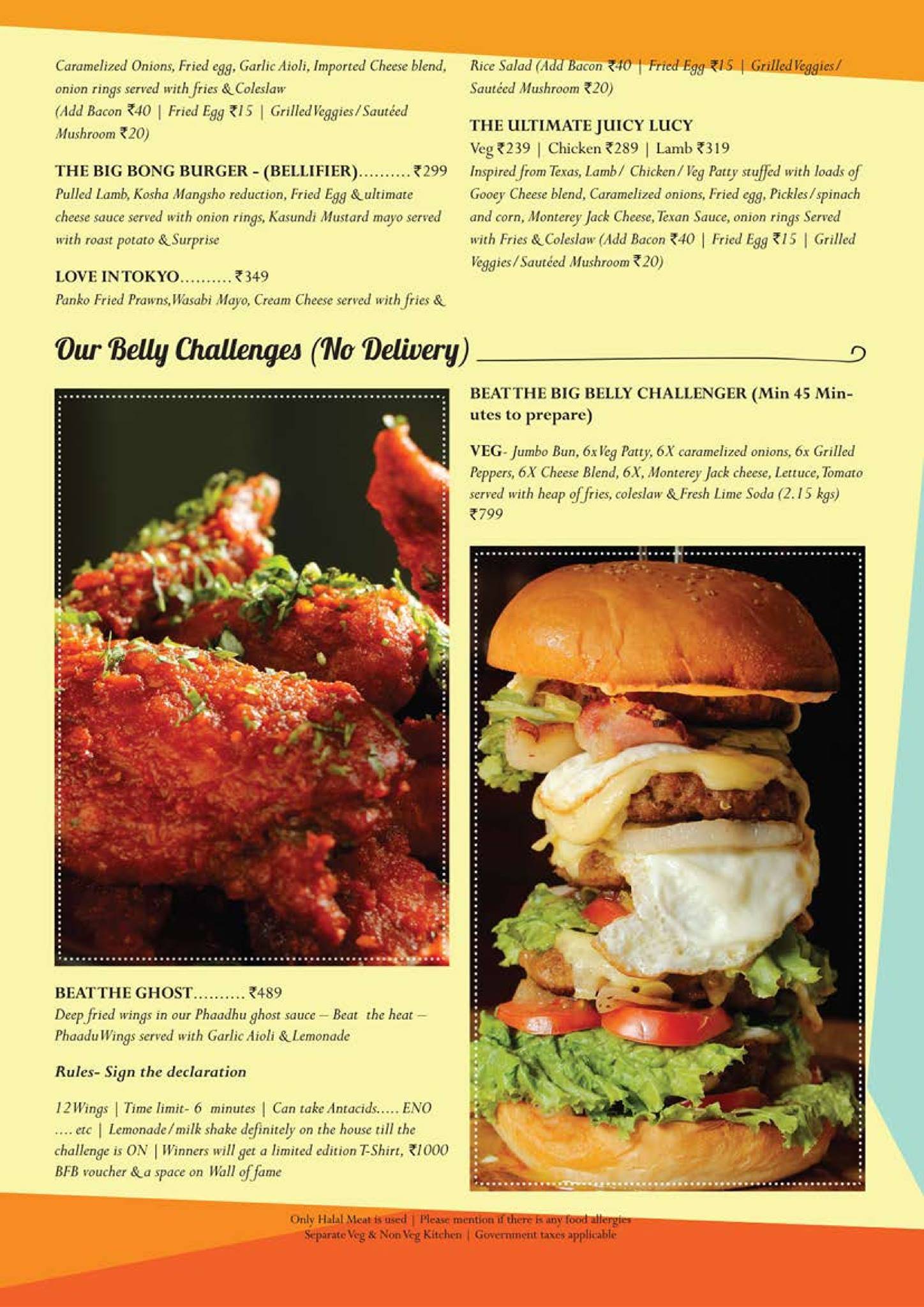 My Big Fat Belly menu