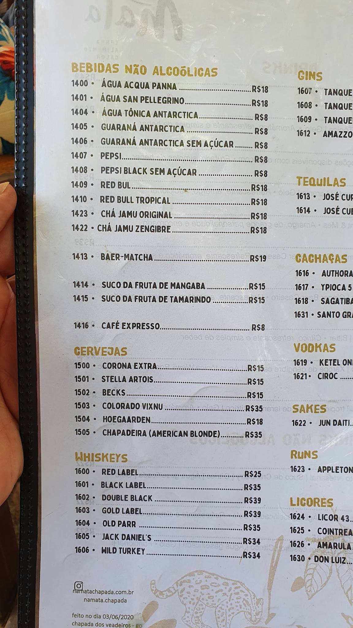 Na Mata Chapada - Terra, Alimento e Calor cardápio