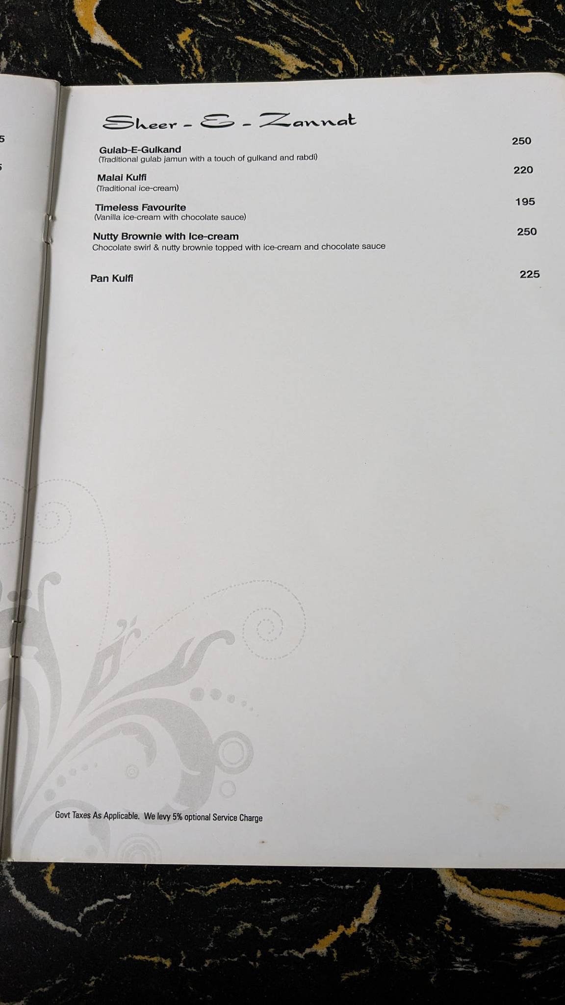 Nawab Asia menu
