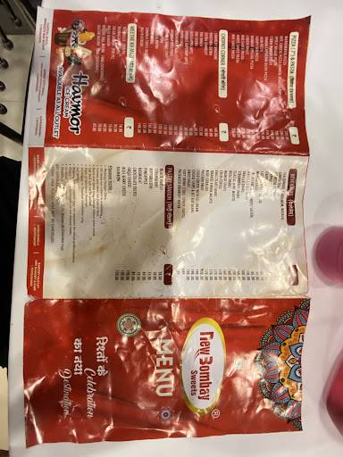 New Bombay Sweets menu