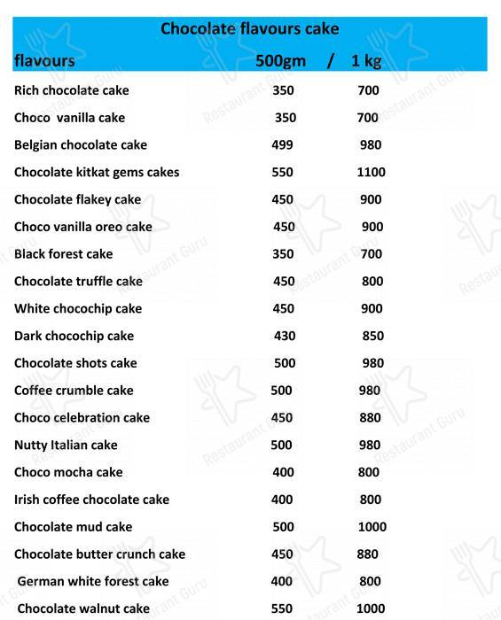NIKHIL BAKERY menu