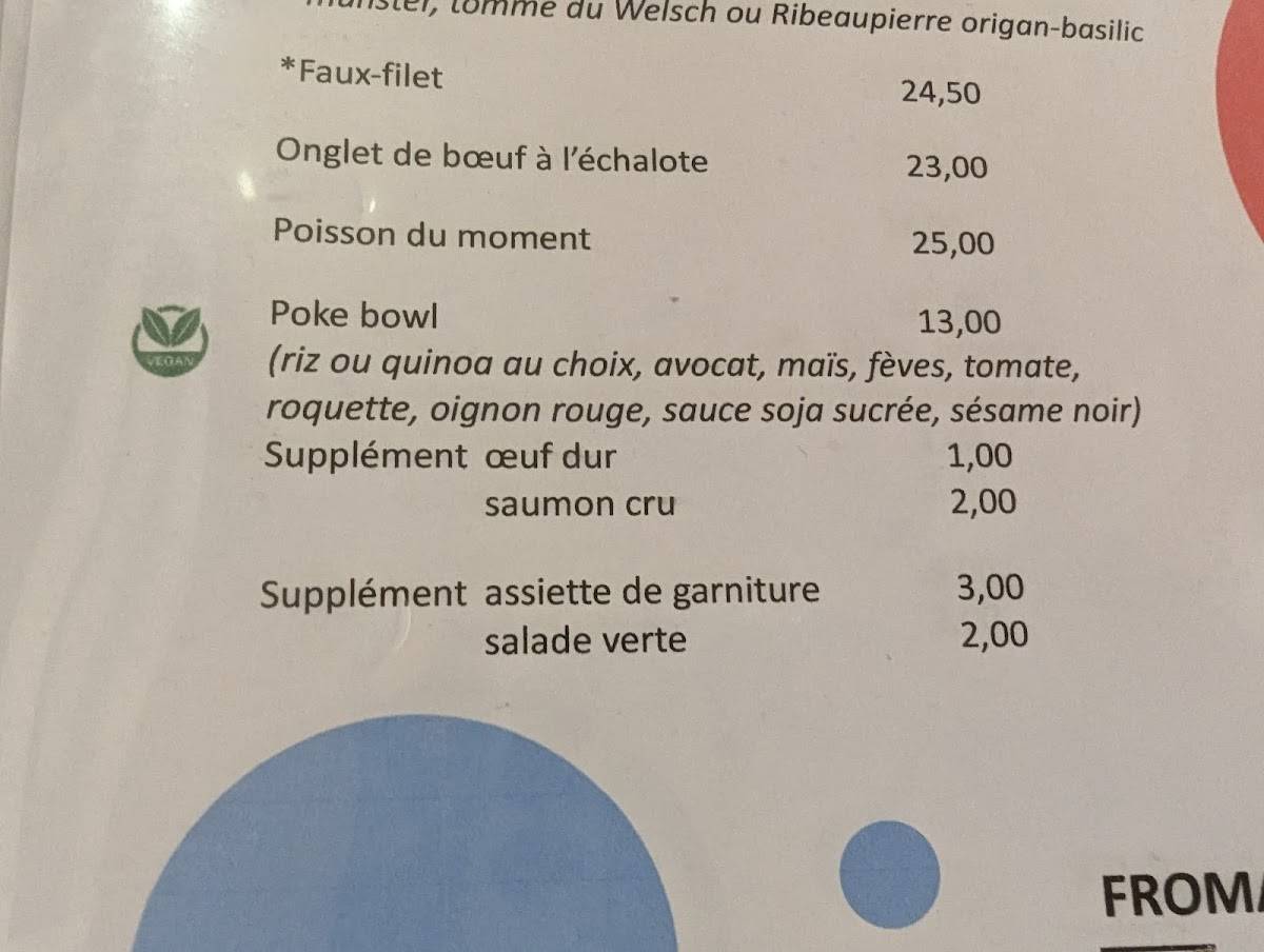 Menu de La Manoline