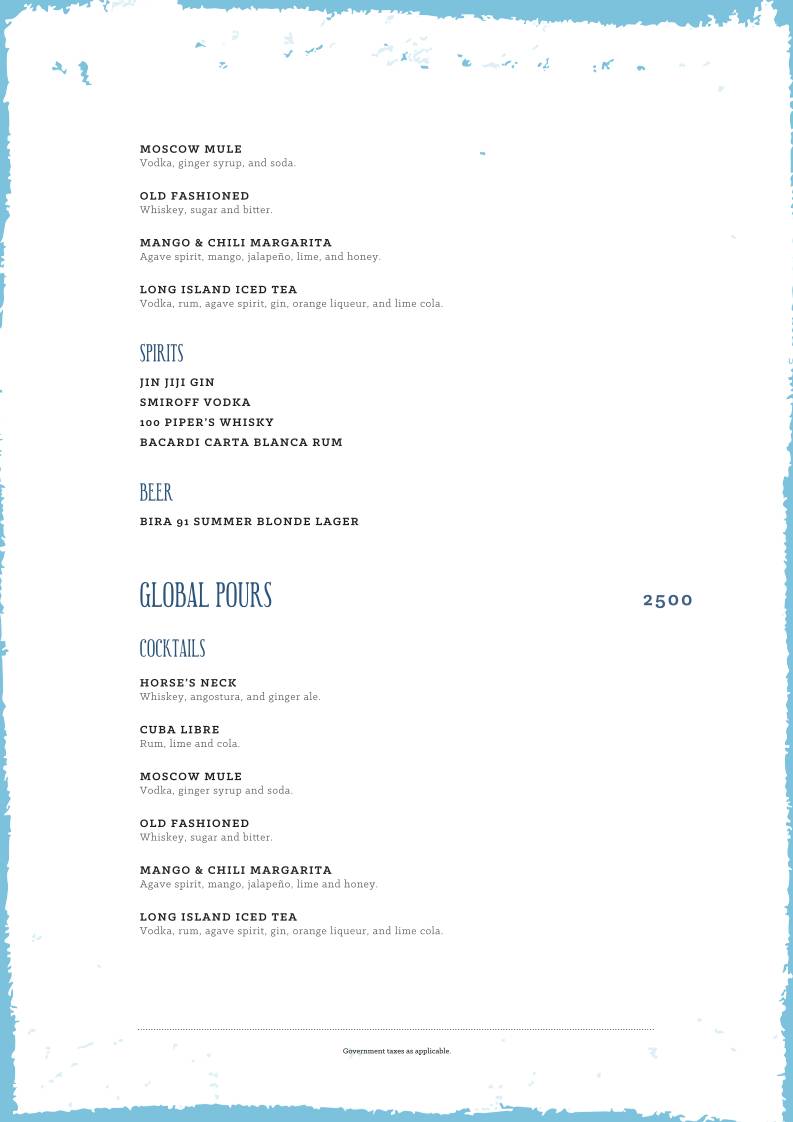 Olive Bar & Kitchen menu