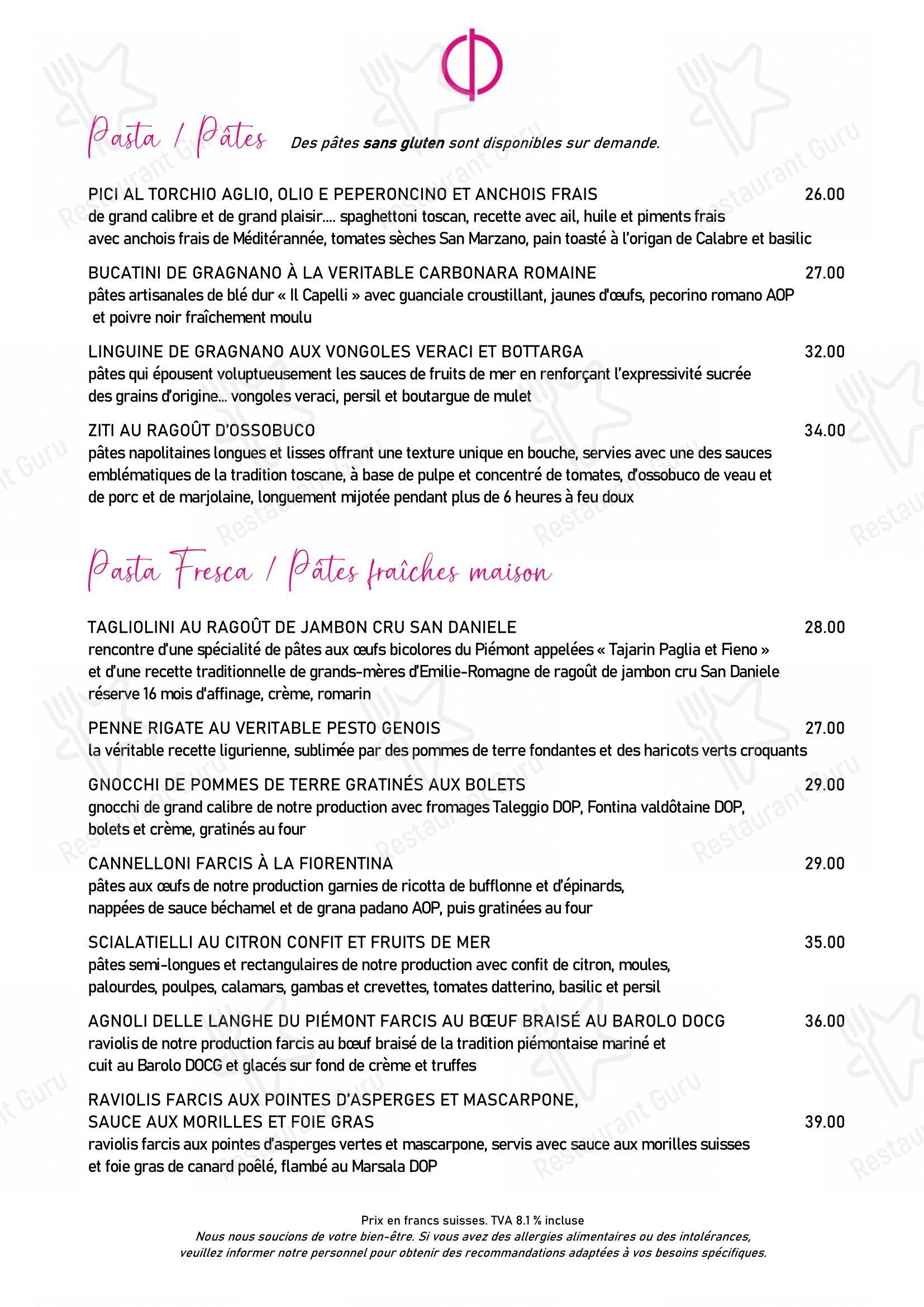 Menu di Restaurant Opéra Sion - Детское