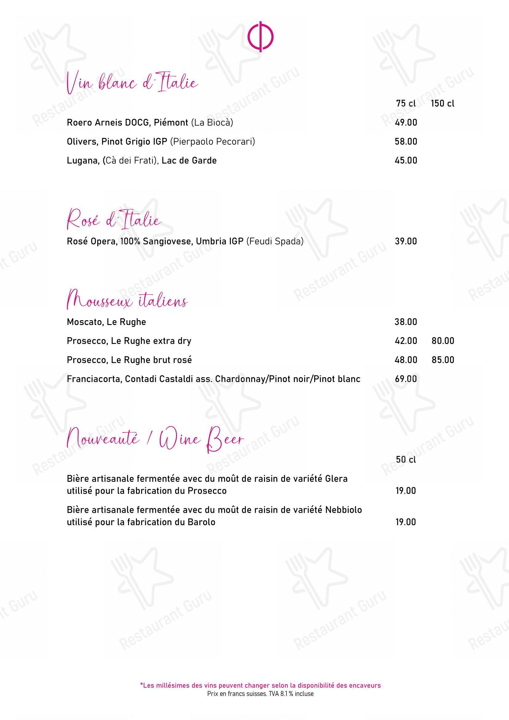 Коктейльная карта per Restaurant Opéra Sion in Sion