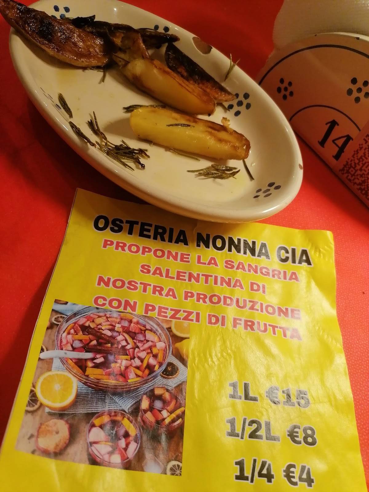 Menu di Osteria Nonna Cia 