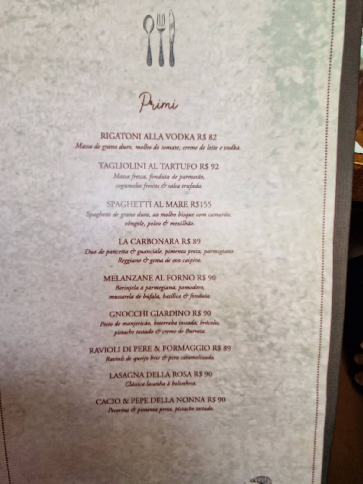 Osteria Nonna Rosa cardápio
