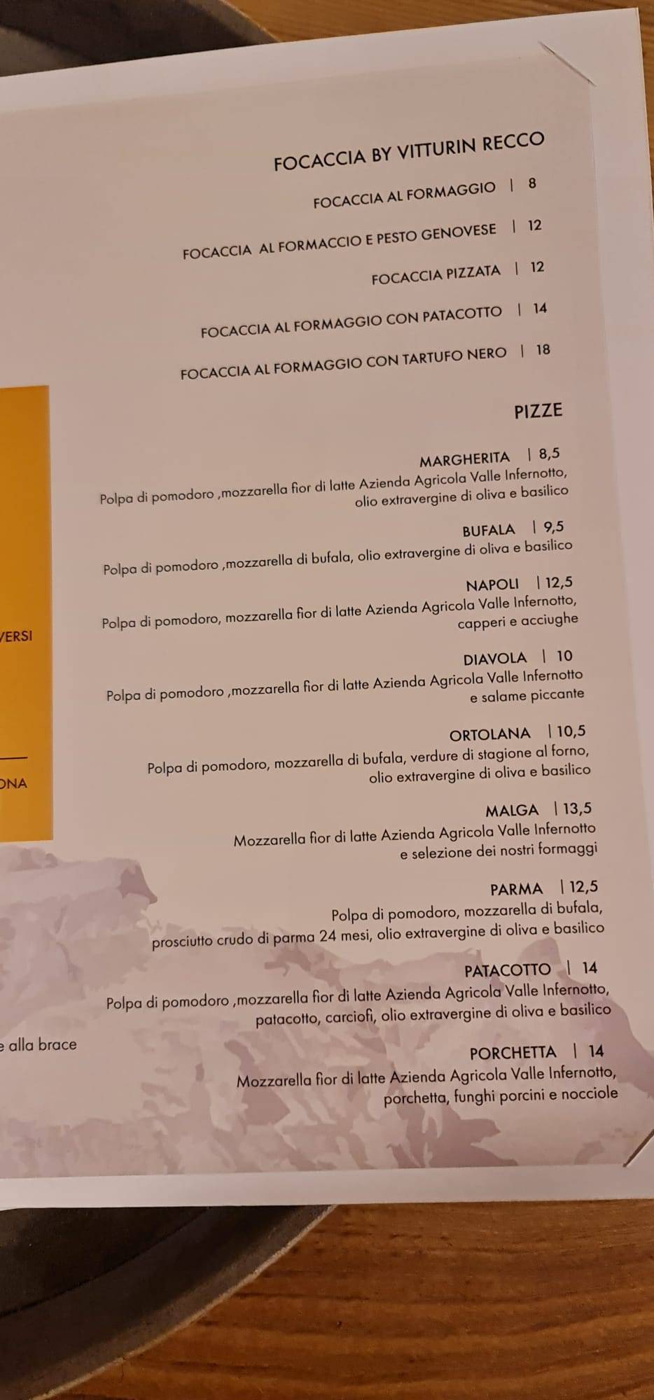 Menu de Osteria Poi ti Dico
