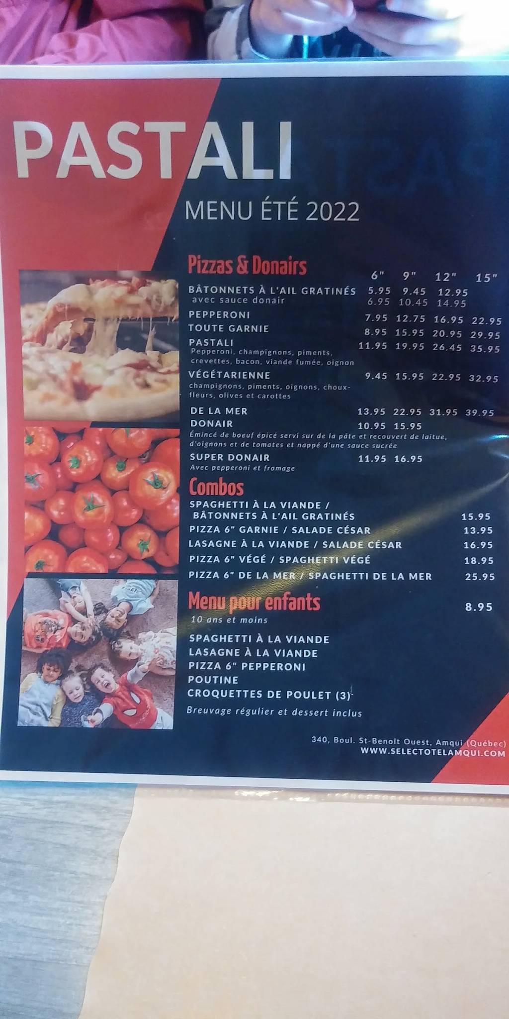 Menu de Restaurant Pastali