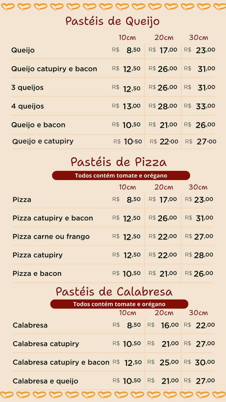 Pastelitta cardápio