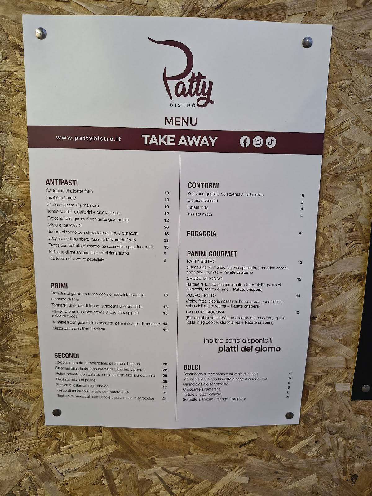 Menu di Patty Bistrò 