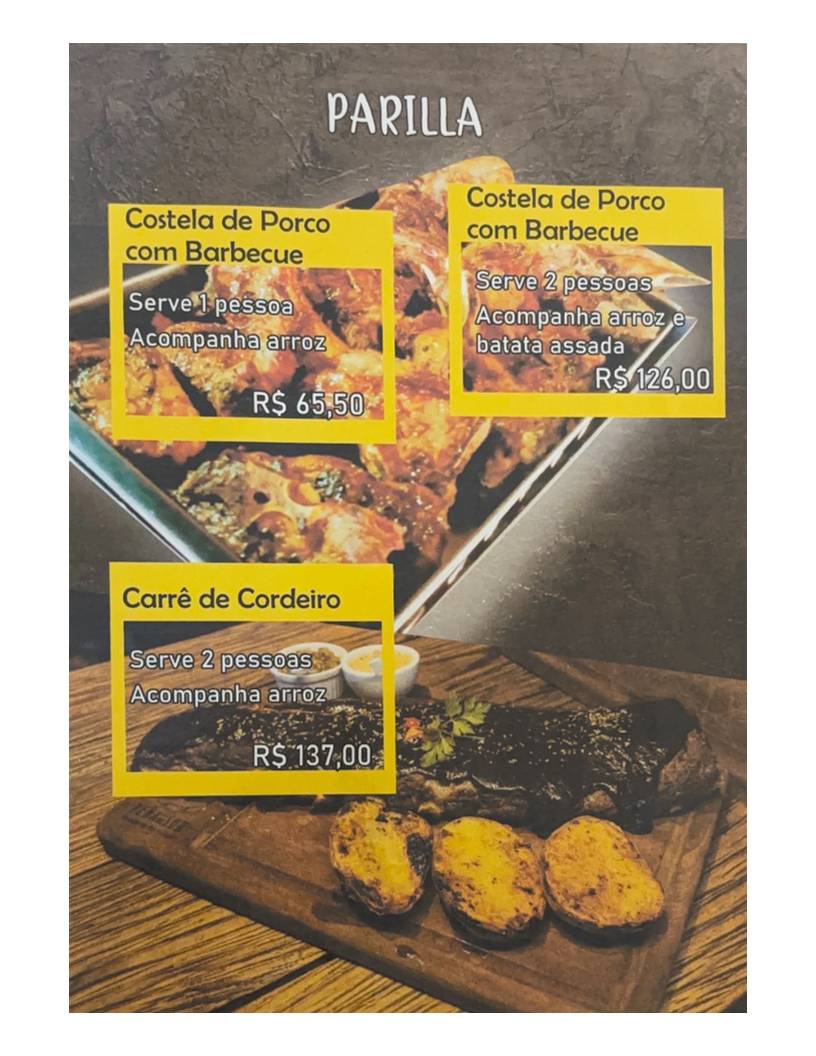 Peña del Sur cardápio