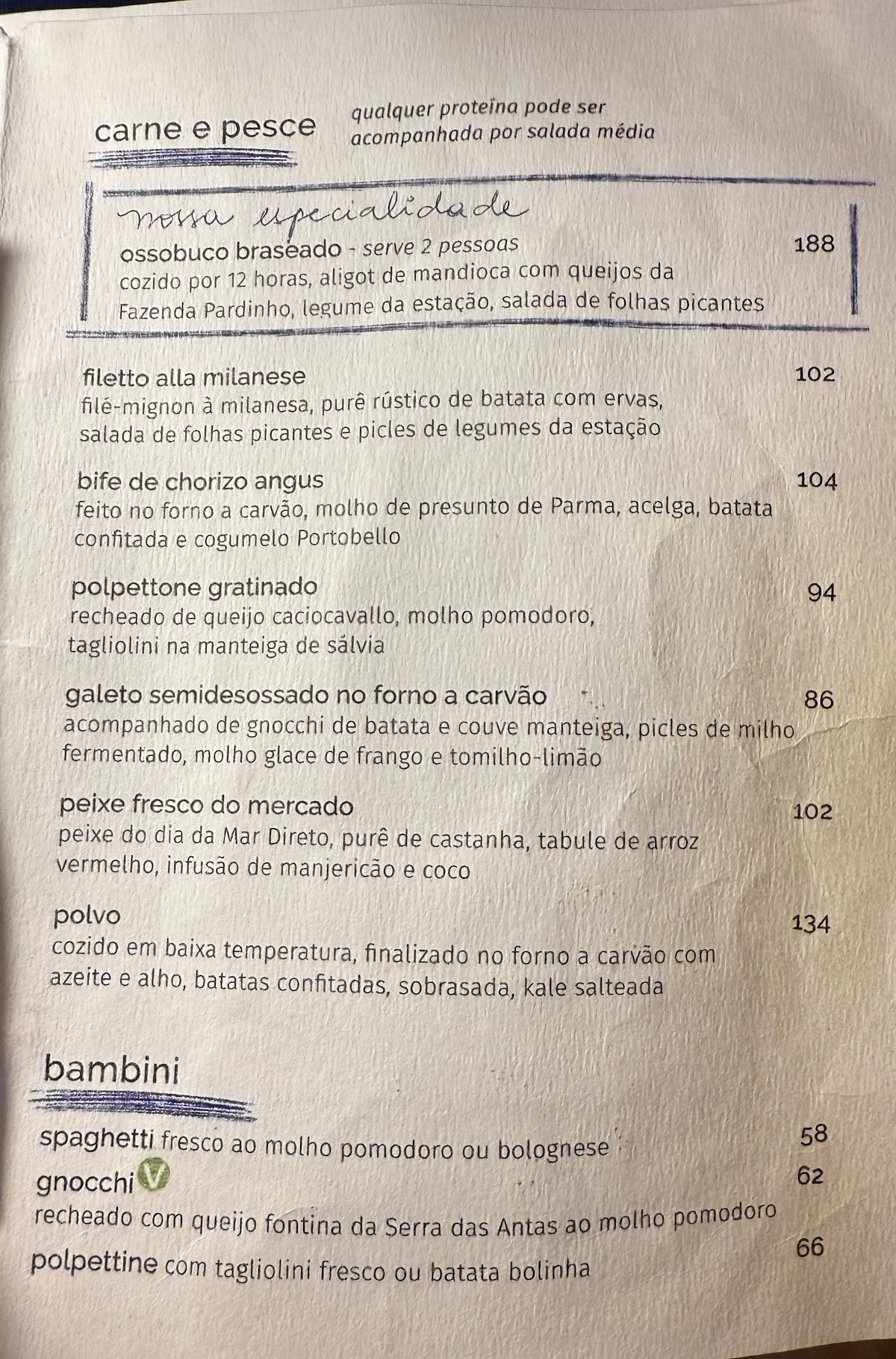 Più Higienópolis cardápio