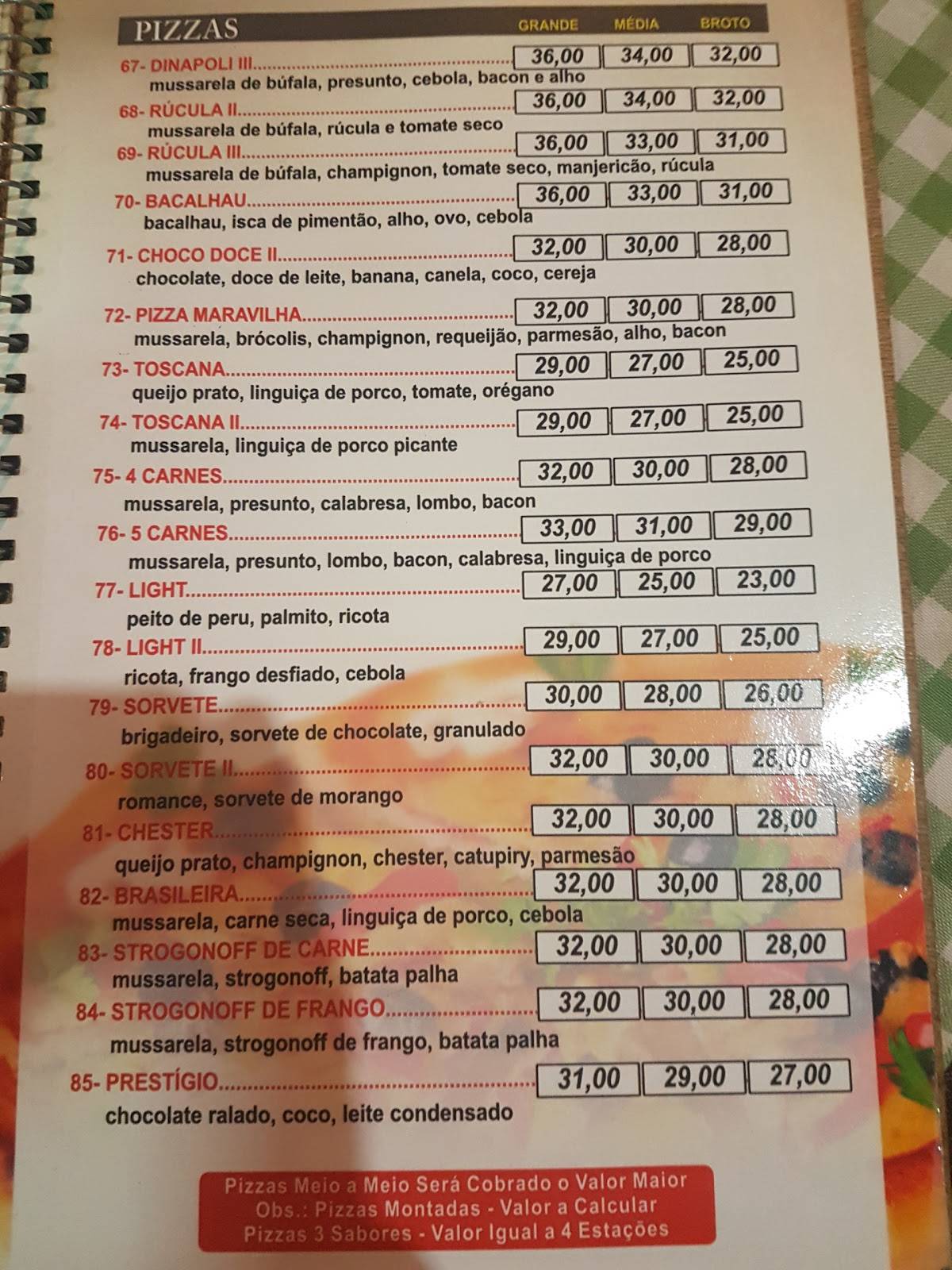 Pizzaria Dinapoli cardápio