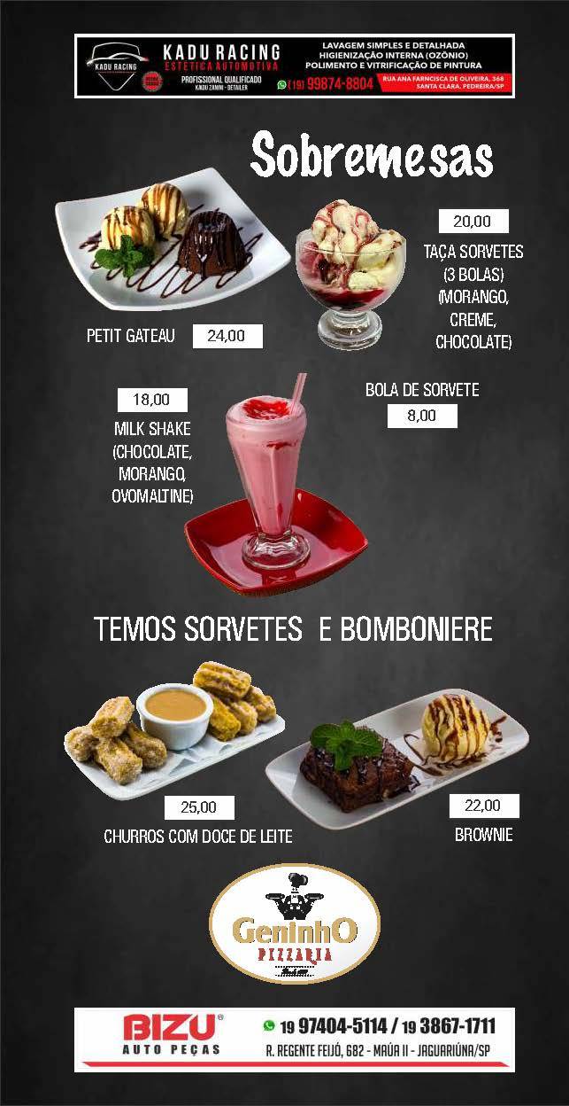 Pizzaria e Disk Pizza GENINHO cardápio