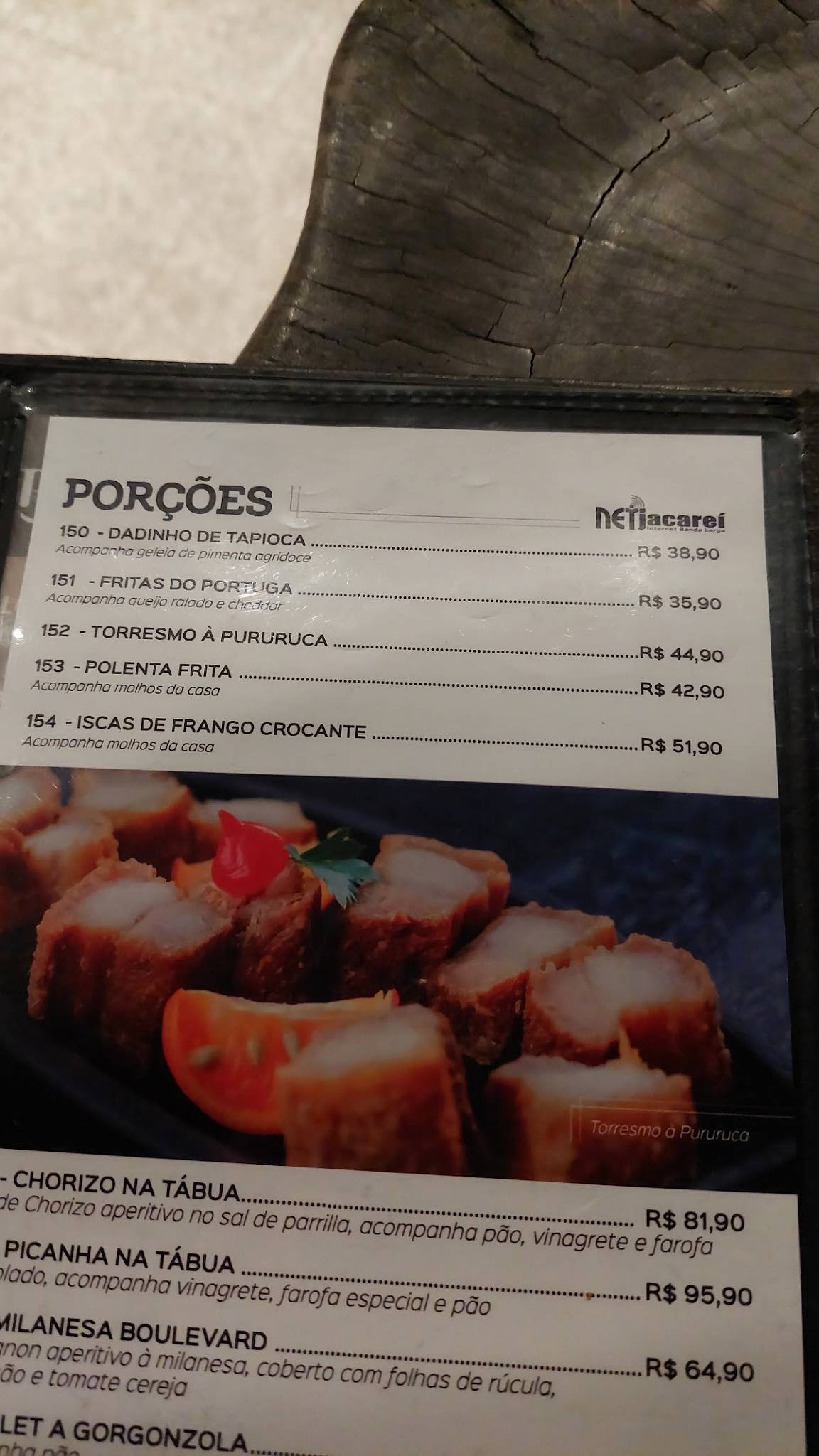 Portuga Villa Branca cardápio